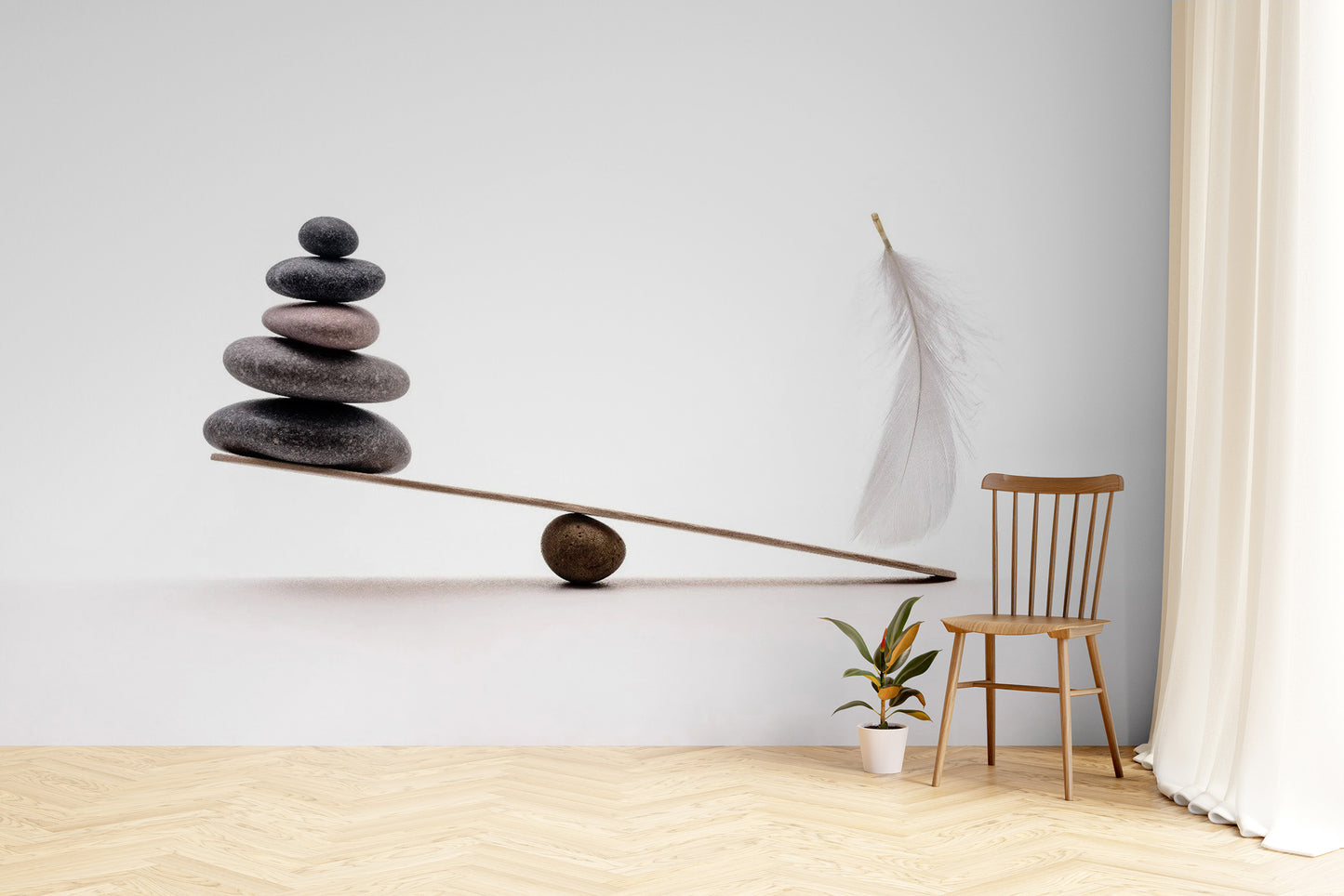 Spa Stones Plume Wallpaper Mural - Giffywalls