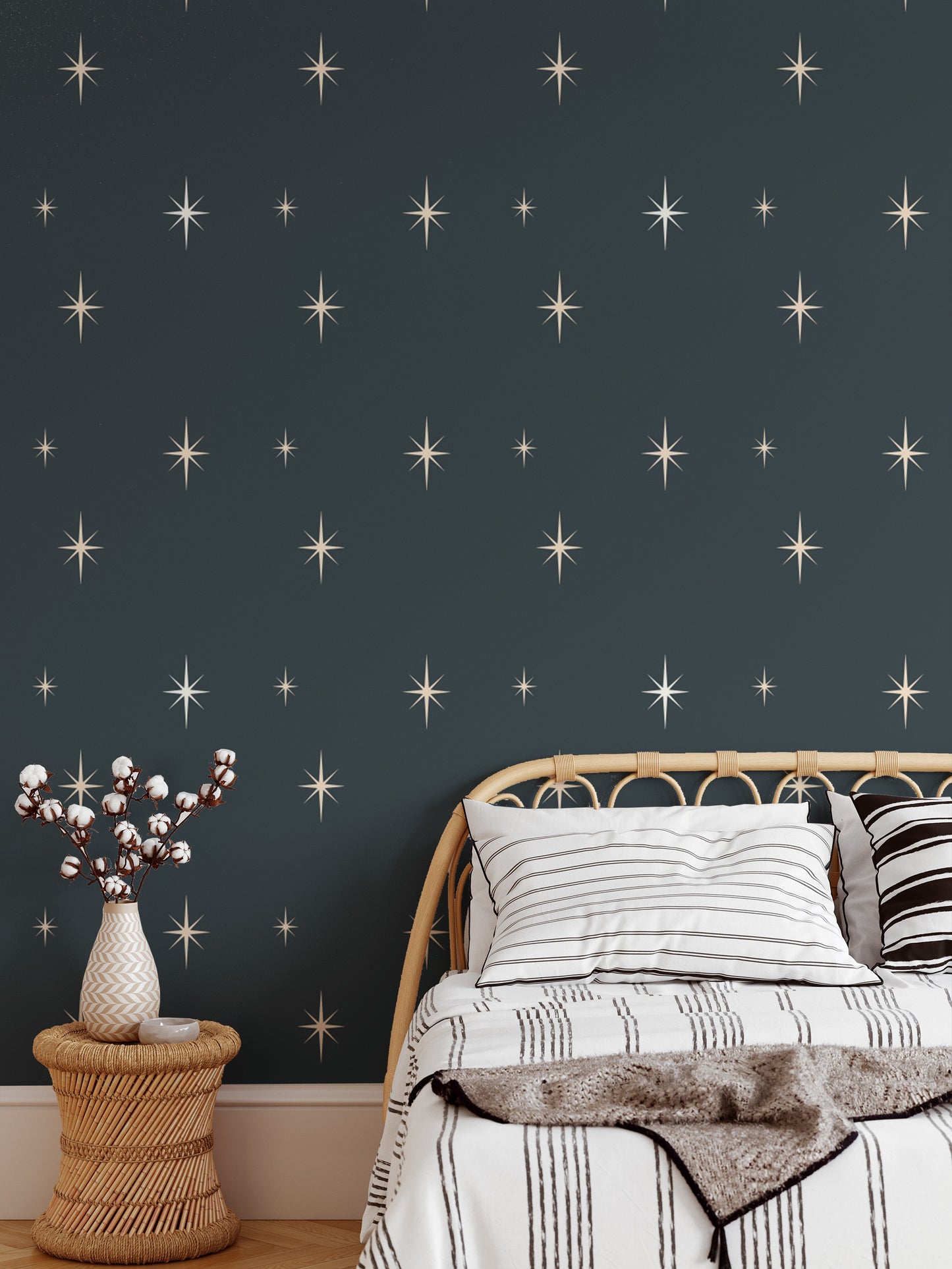 Starburst Dark Blue Wallpaper for a bold statement