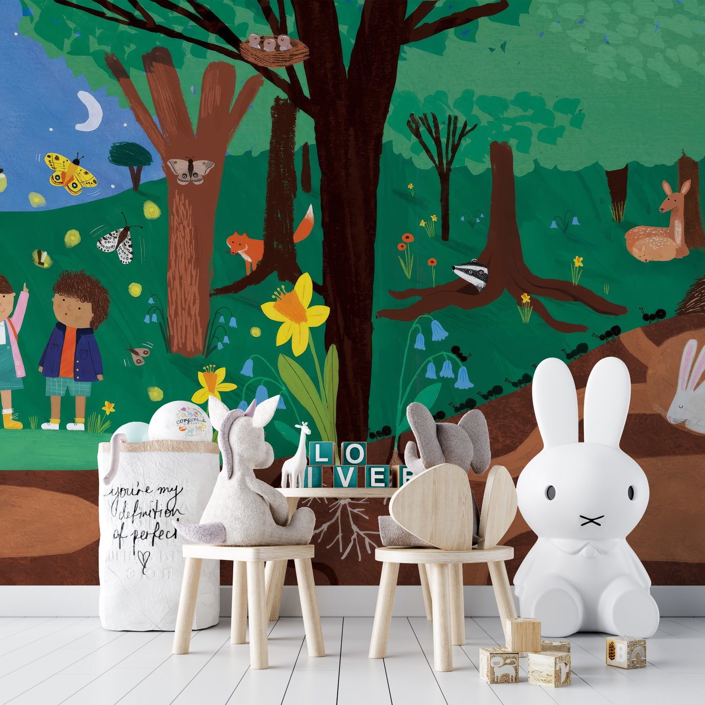 Scenic Forest Tales Wallpaper for kids' rooms
