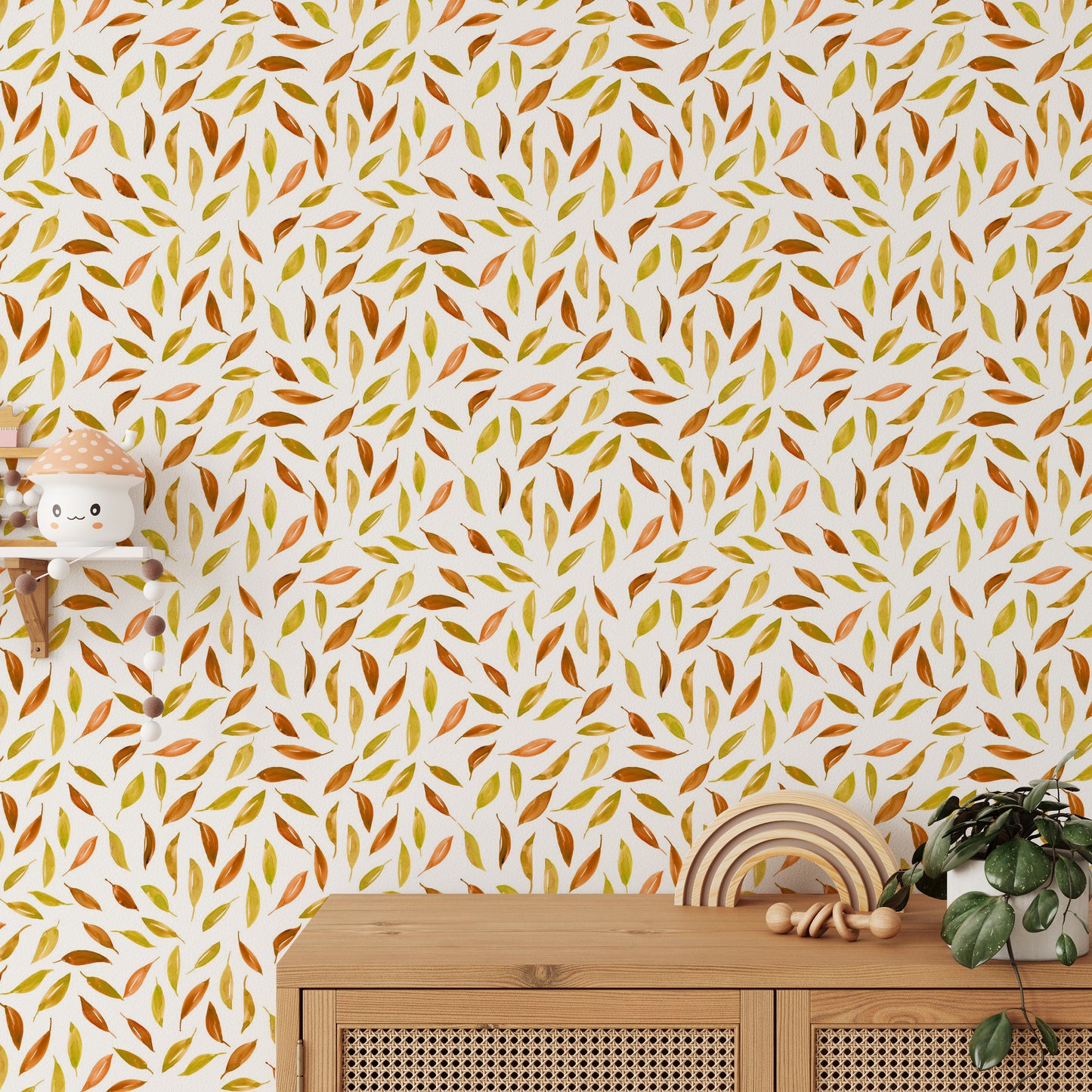 Autumn leaves mural for cozy bedrooms and entryways