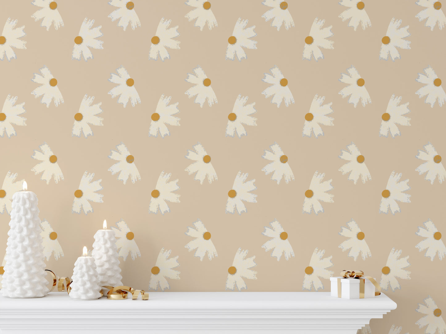Soft tones in Marigold Pearl Flower Wallpaper