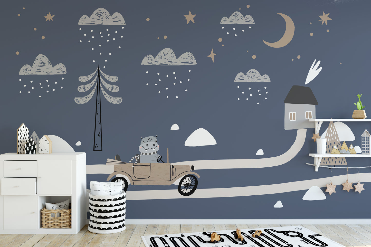 Charming vintage car wallpaper mural art