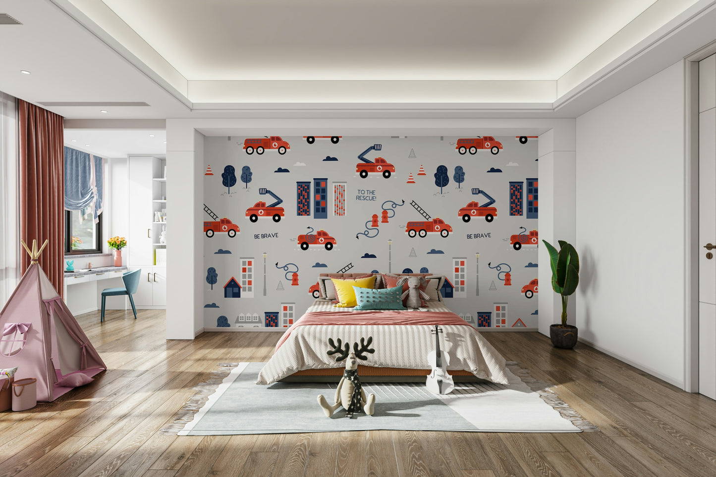 Fire truck wallpaper for kids