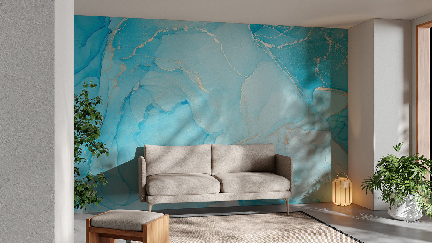 Flowing Turquoise Alcohol Ink Wallpaper