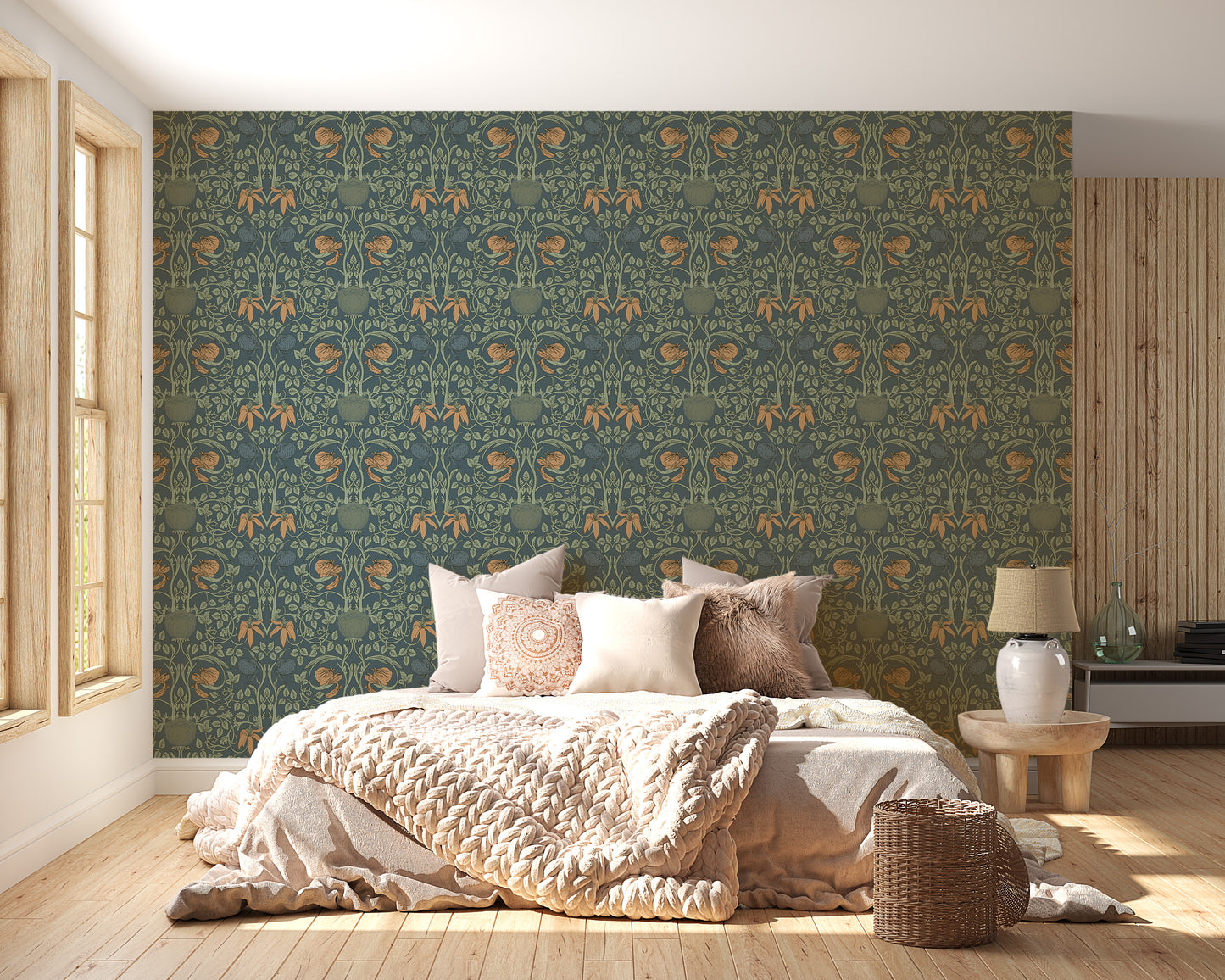 Retro floral elegance wallpaper print