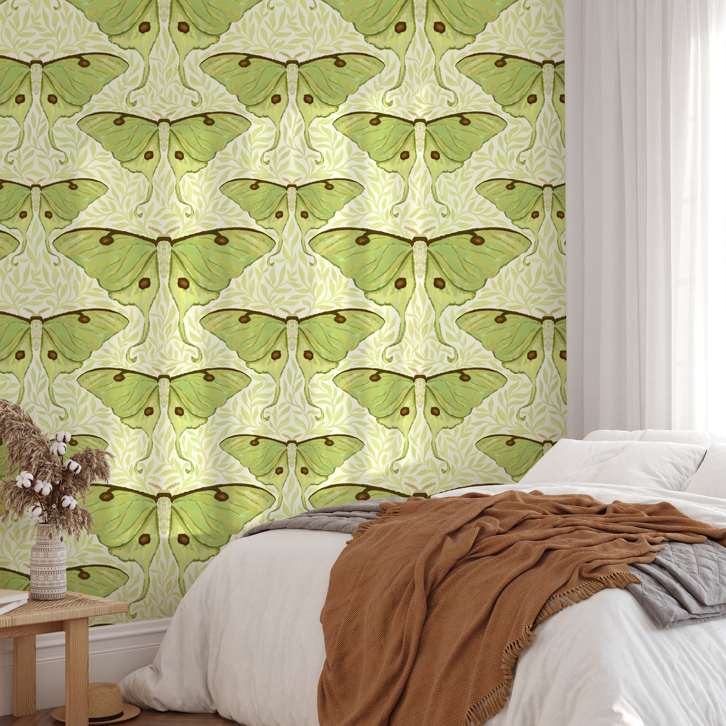 Beautiful luna moth wall mural for bedrooms