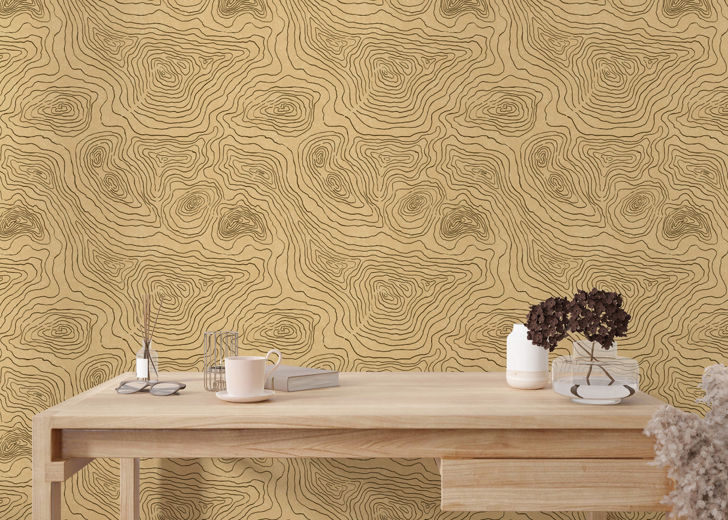 Abstract contours land mural for a striking wall statement.
