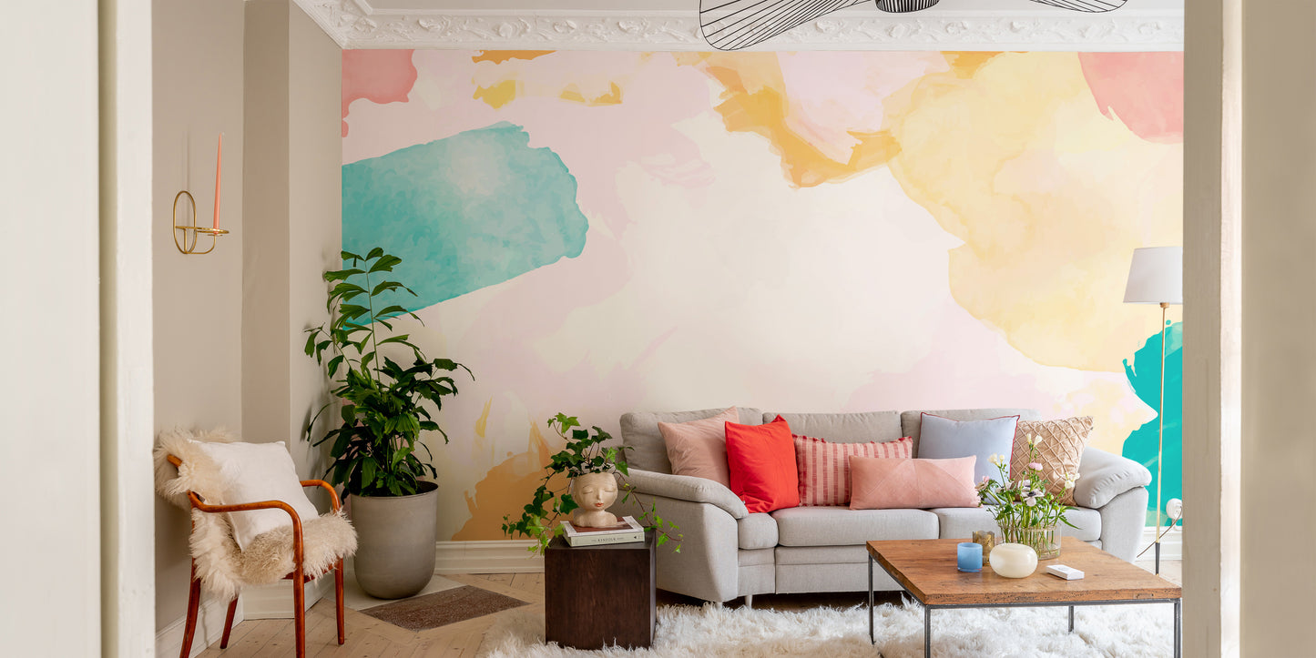Soft gradient watercolor wall design