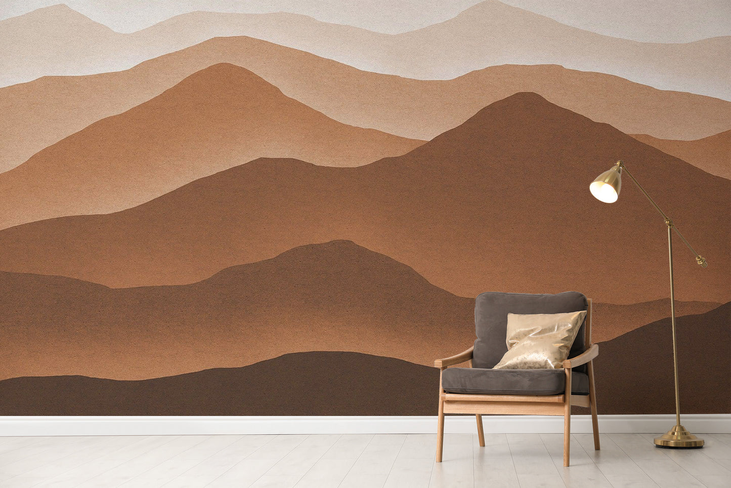 Brown gradient mountain-themed wall murals