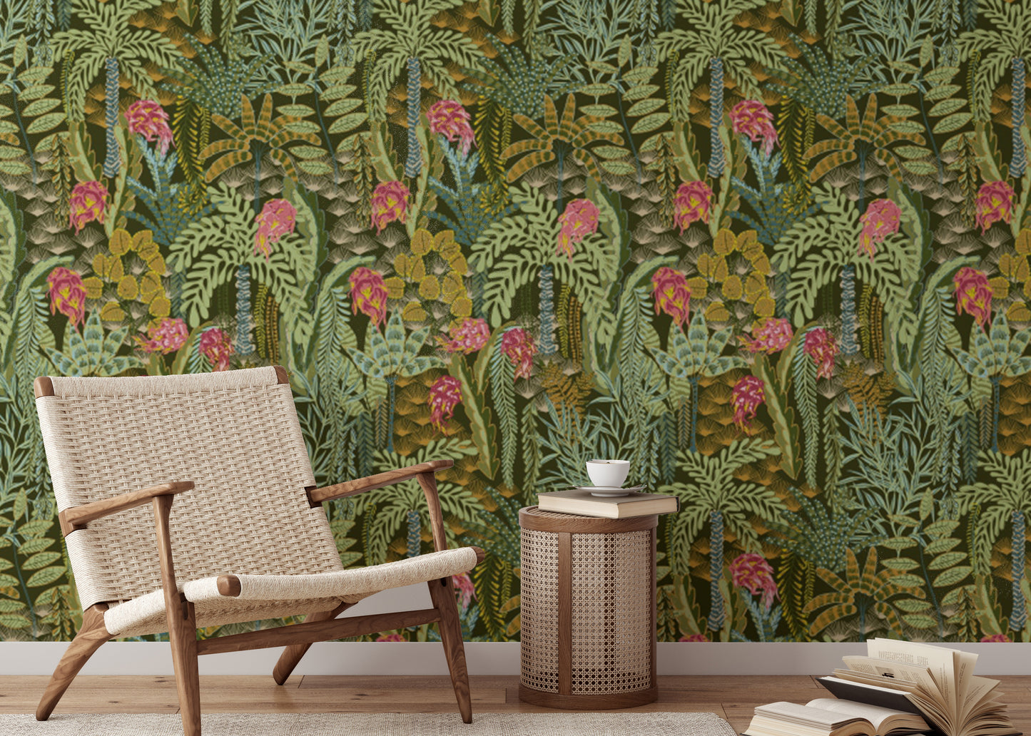 Stylish Emerald Jungle wallpaper with a dynamic, tropical vibe.