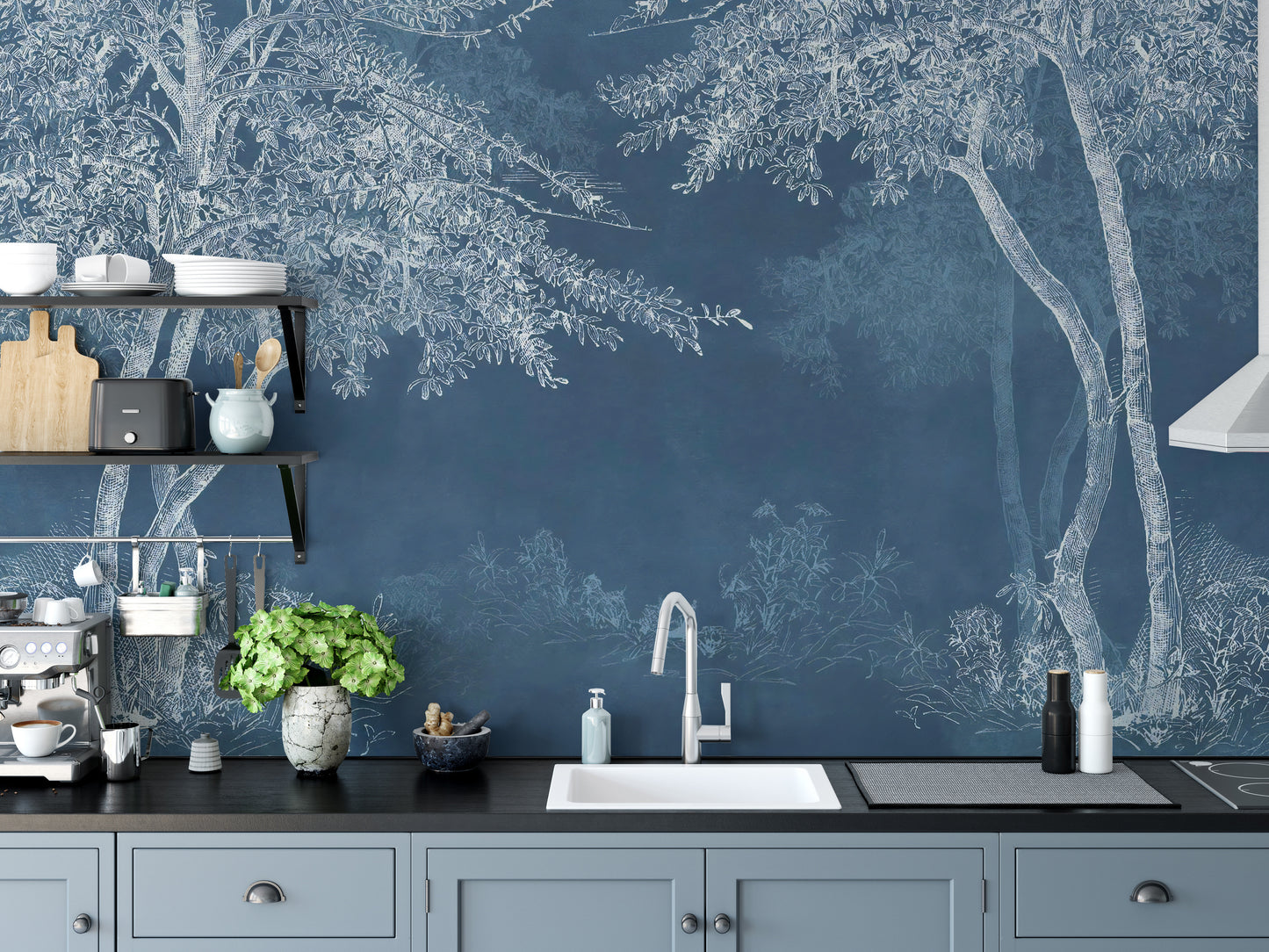 Dreamy Blue Woods Wallpaper