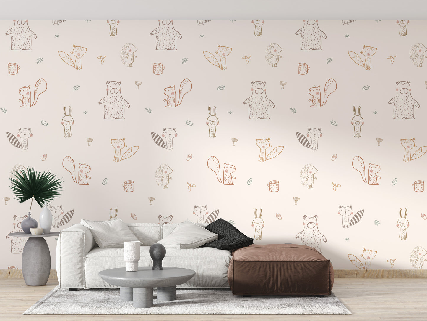 Baby forest friends wallpaper for a fun, natural ambiance.