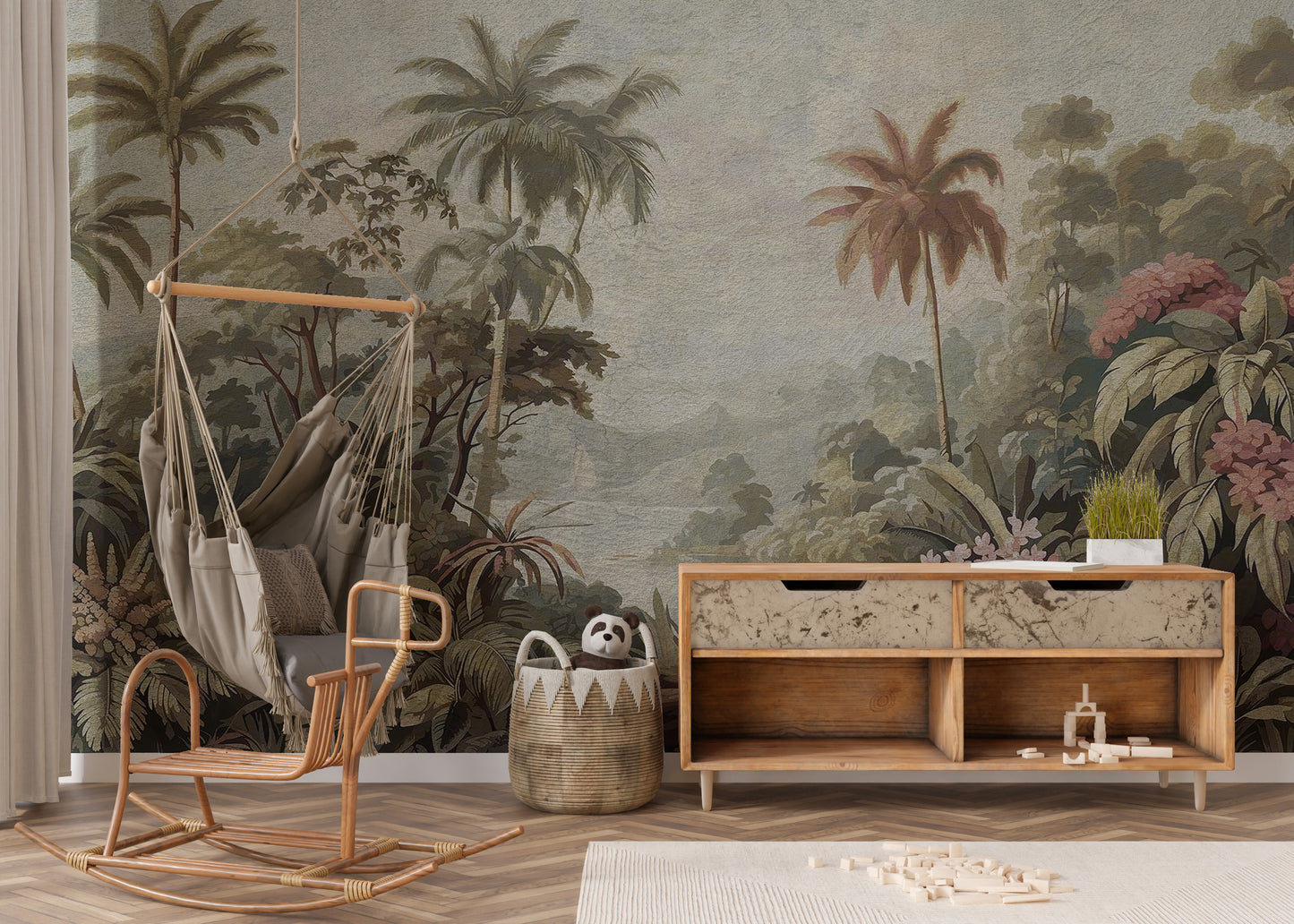 Vibrant yellow sunset sky wall mural art