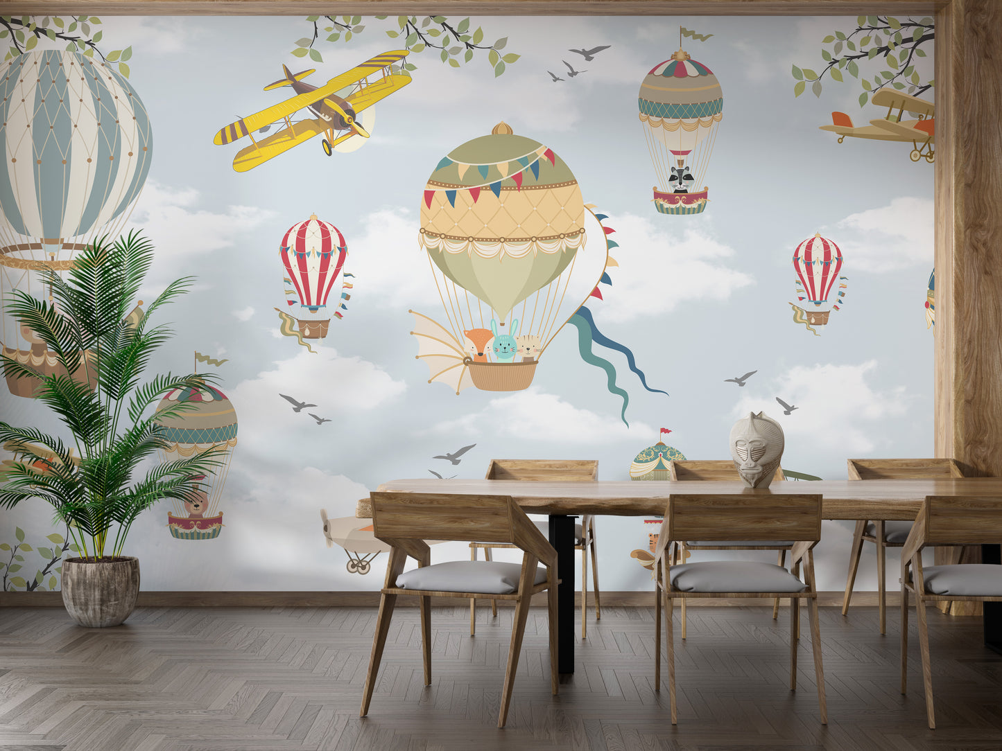 Colorful floating balloon wallpaper for kids