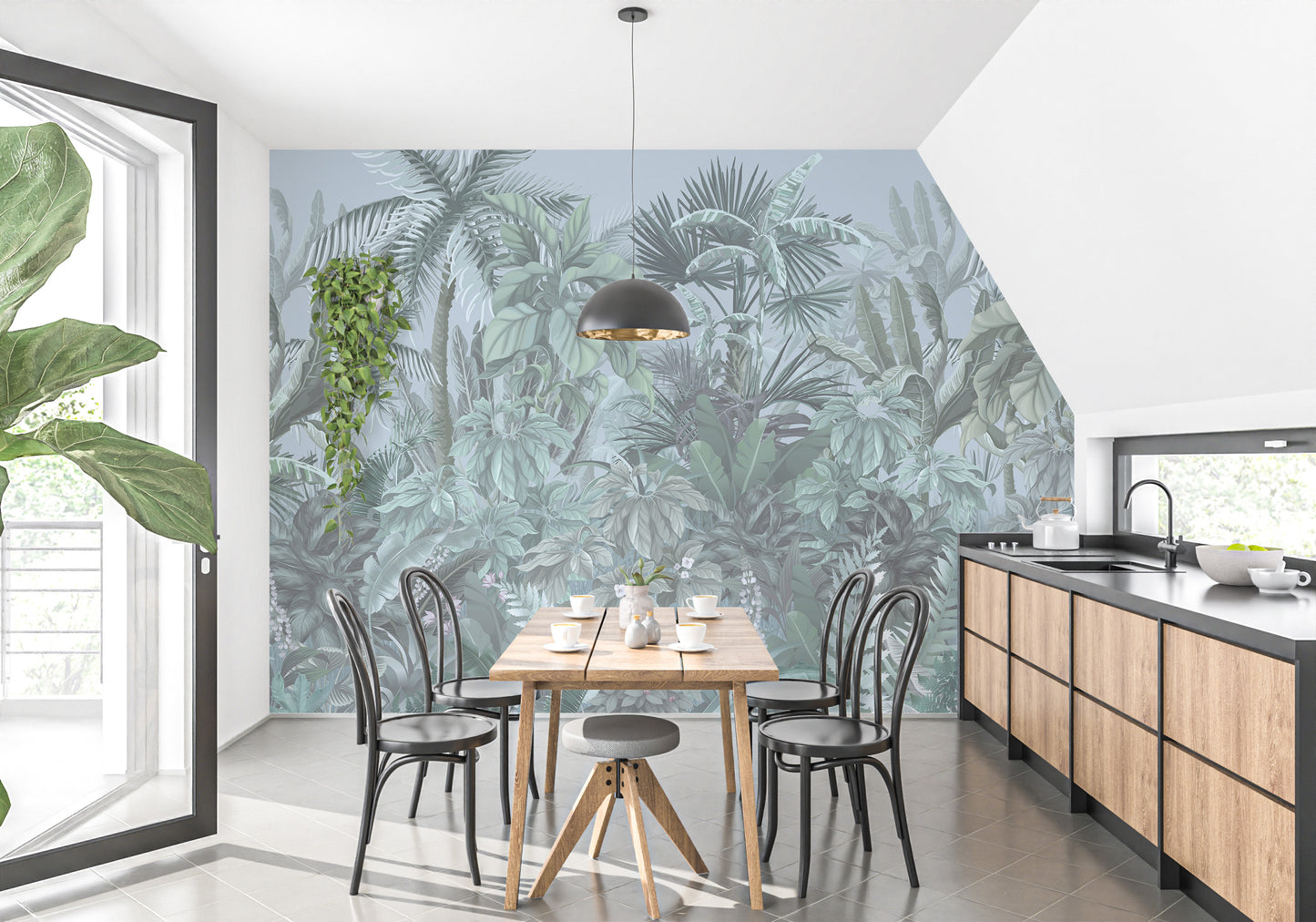 Tropical leaf wallpaper for natural decor