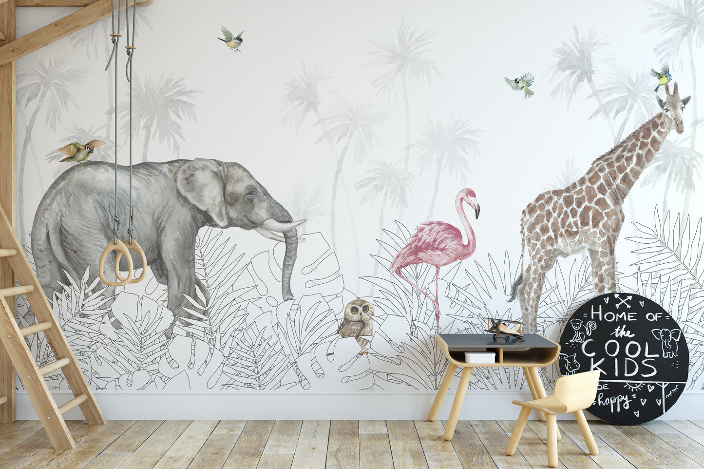 Feral fauna wallpaper for children’s bedrooms