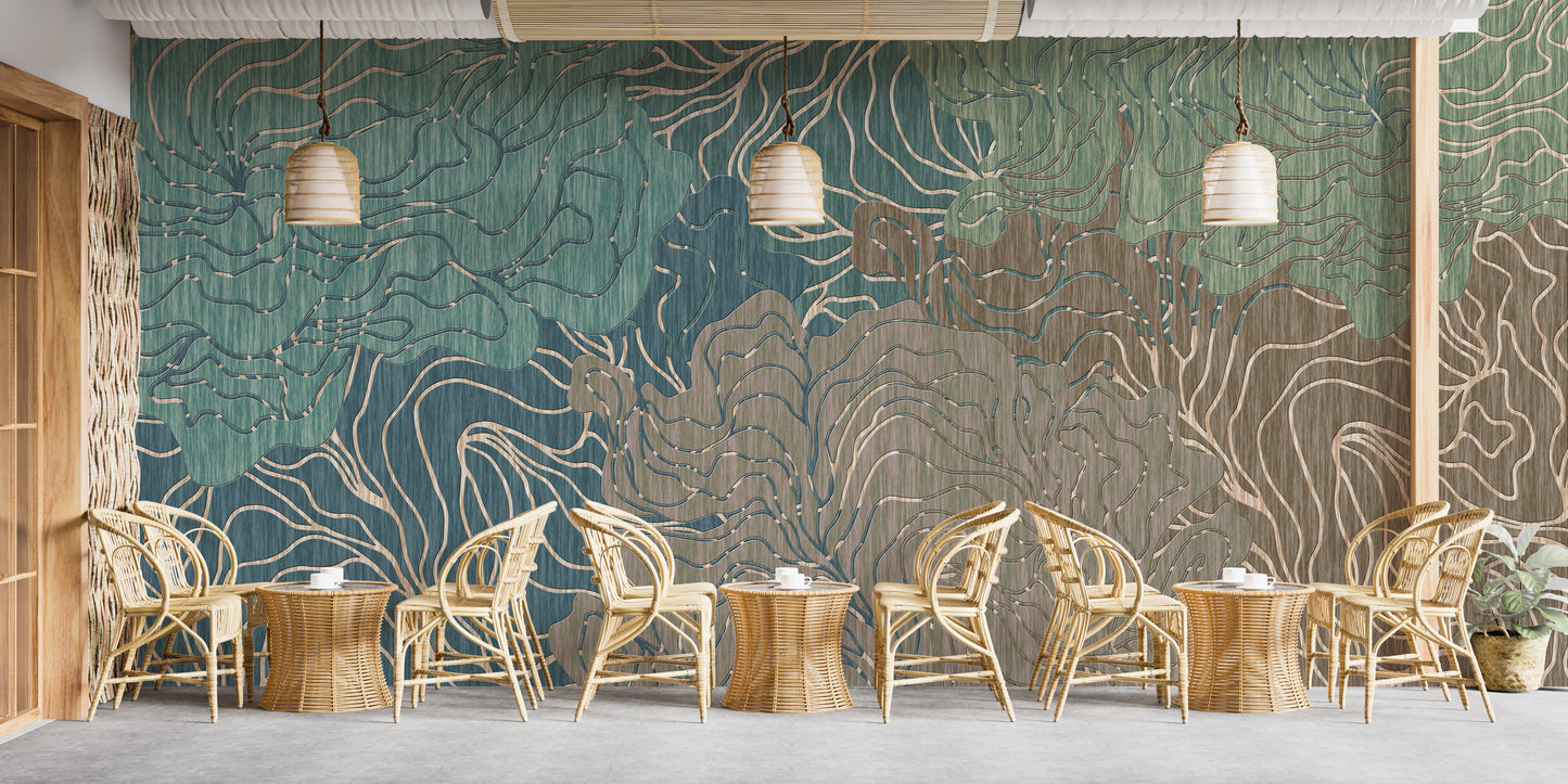 Abstract Wavy Pattern Wallpaper Mural - Giffywalls