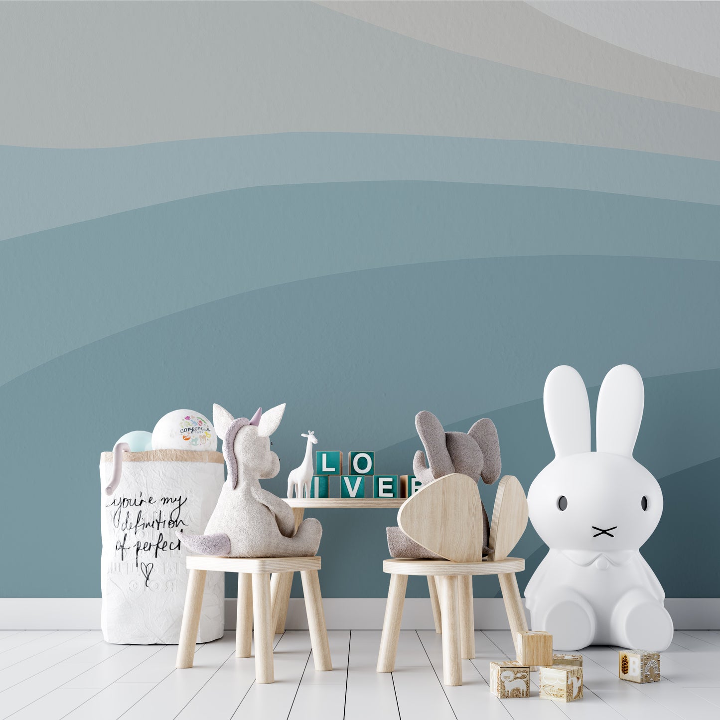 Contemporary Blue Textured Wallpaper