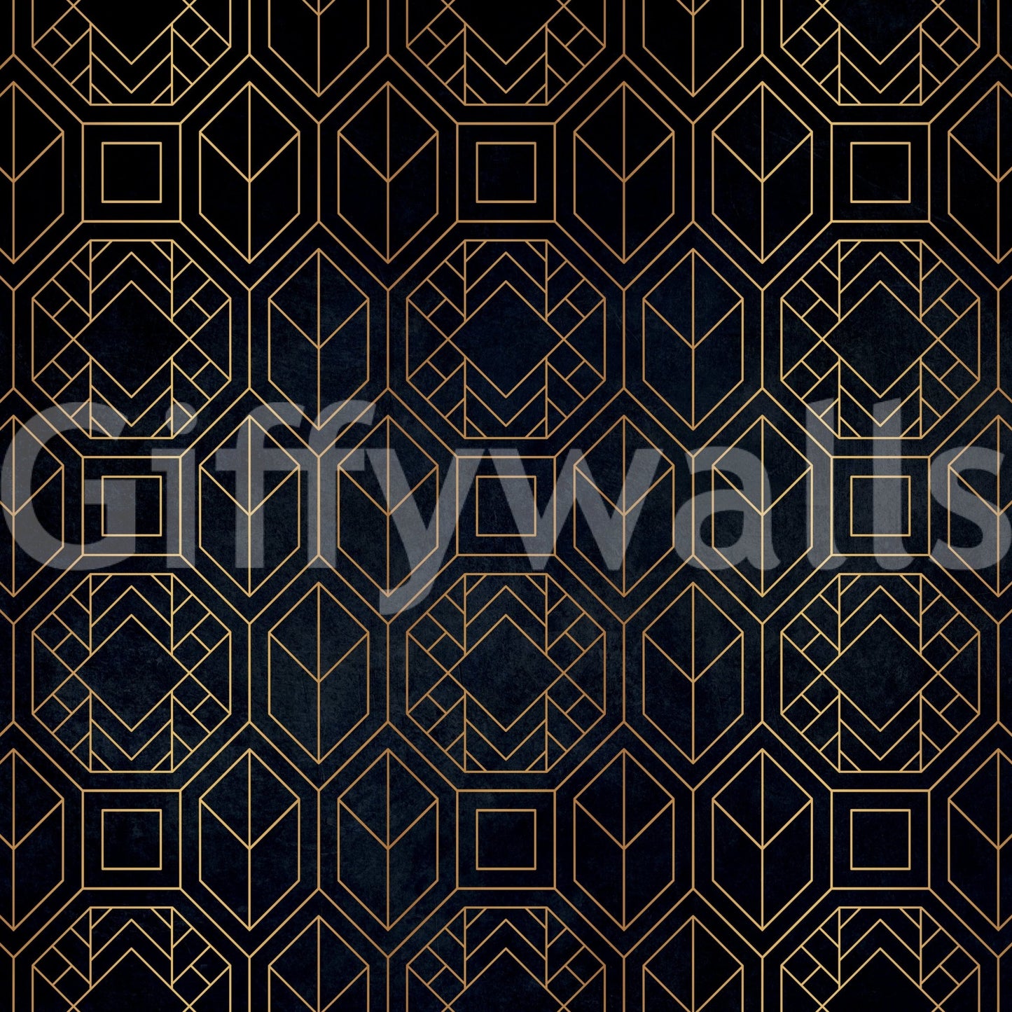 Luxury Art Deco mural in deep charcoal black for stylish rooms