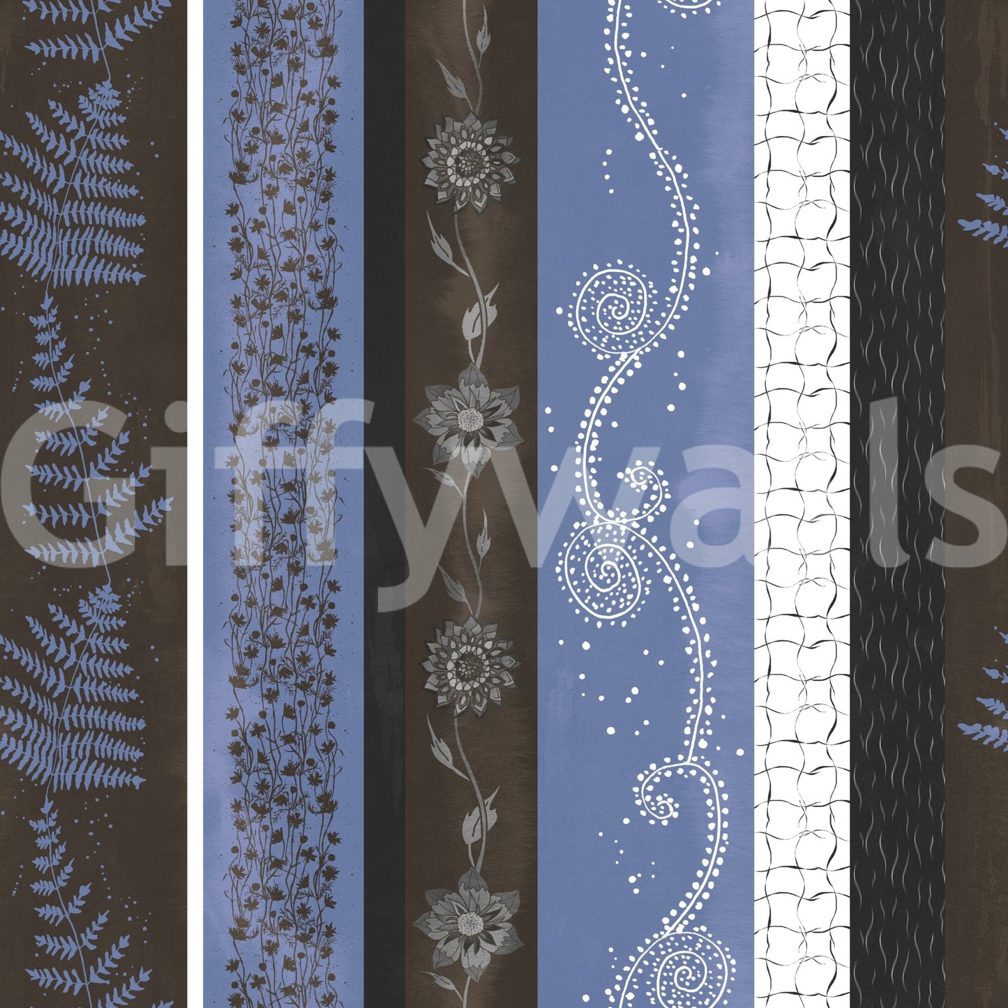 Wallpaper with a mix of blue and brown tones.