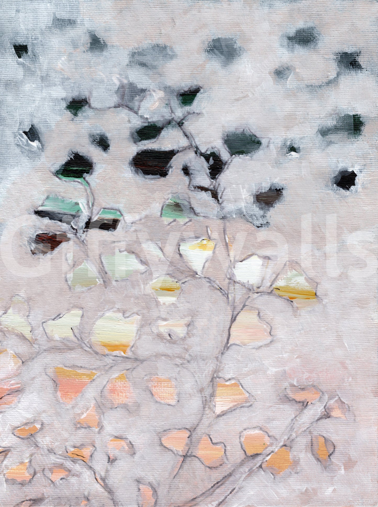 Painterly botanical wallpaper