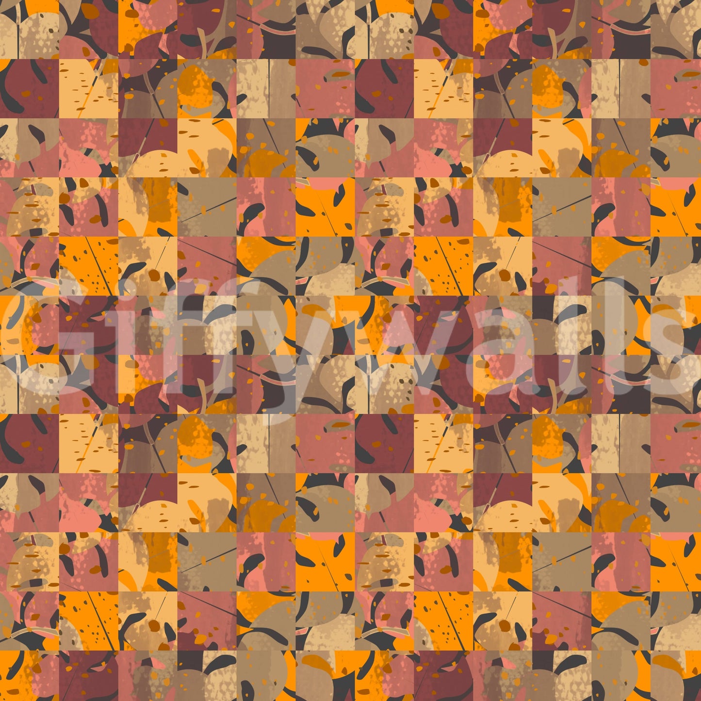 Textured painterly squares Abstract Patchwork premium wall mural modern style.