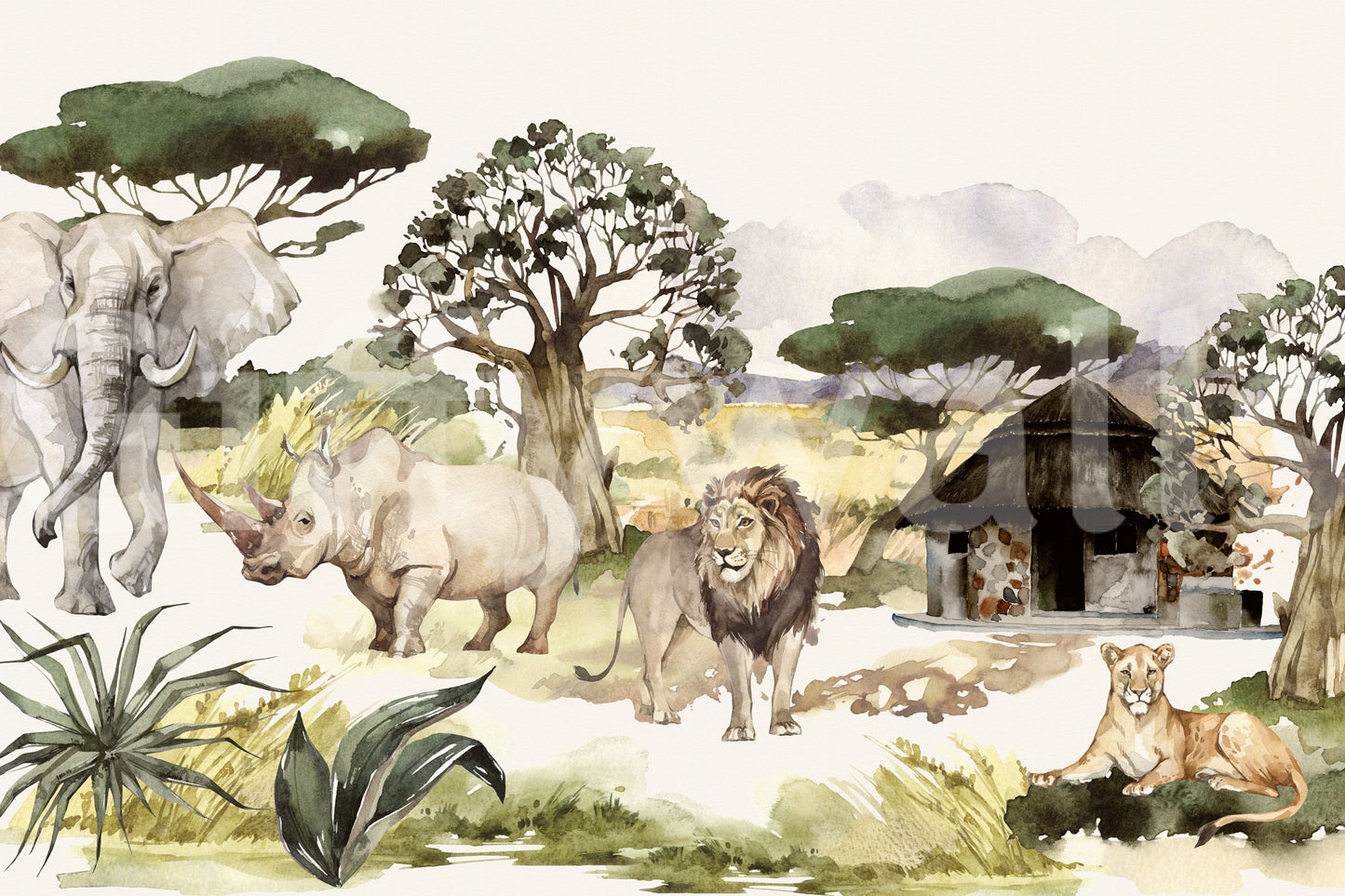 African animals mural wallpaper for homes
