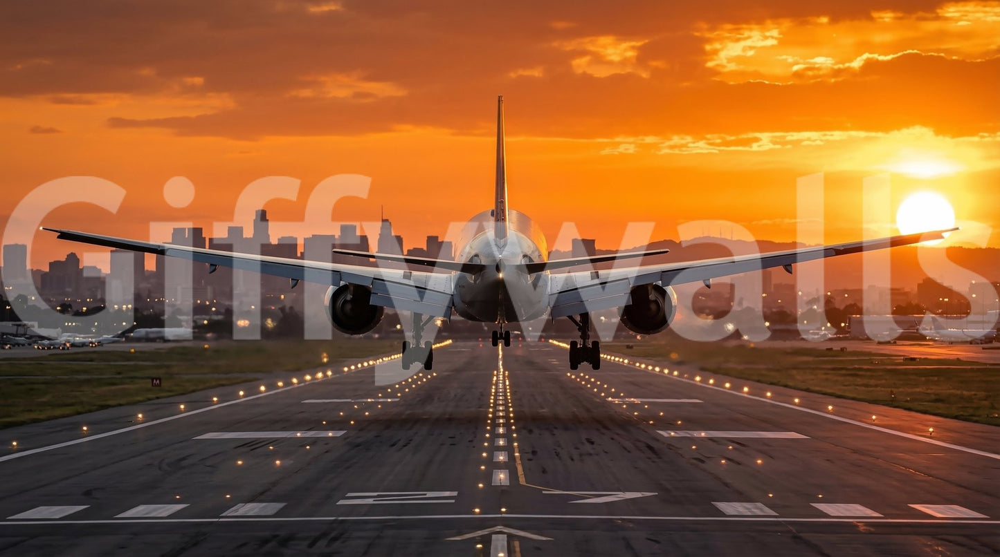 Fresque murale de l'aéroport le matin