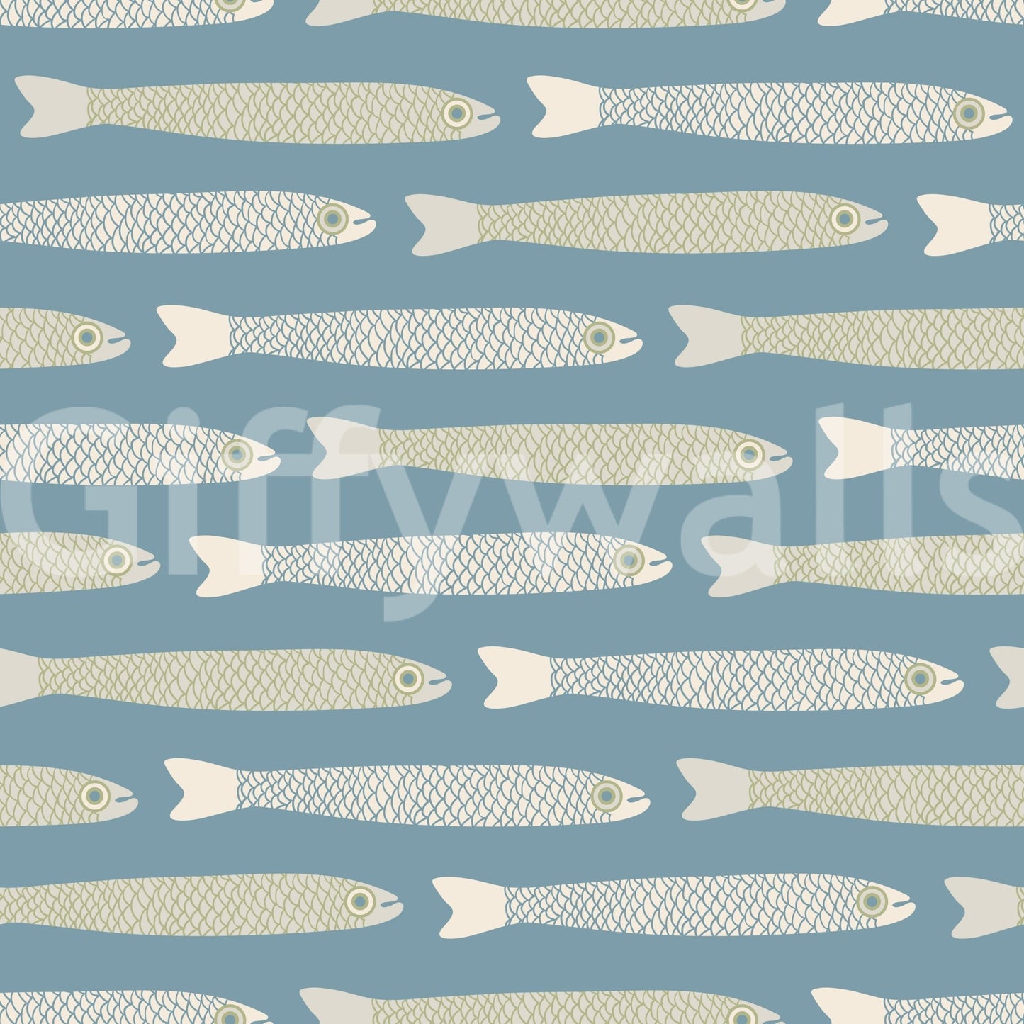 Anchovies Retro Fish Wallpaper creating a fresh and whimsical look
