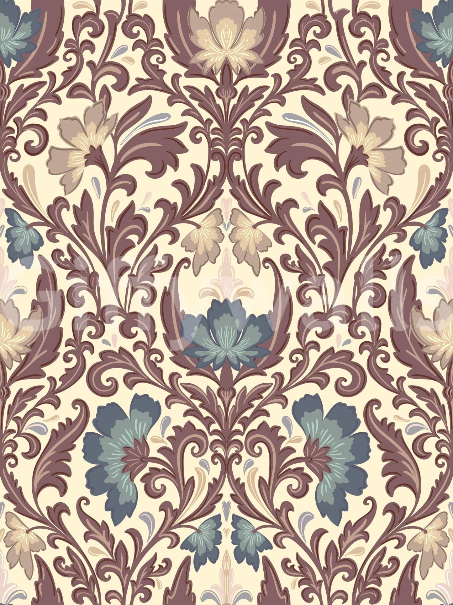 Victorian Antique Floral Flourish wall art sophisticated pattern.