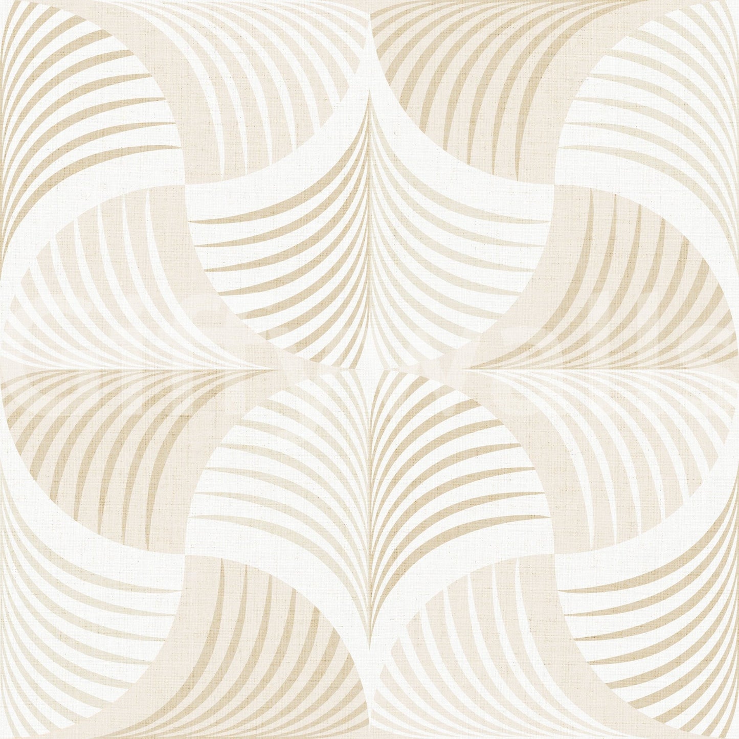 Art Deco Botanical Palm Fan Soft White Beige wallpaper close-up showing the beige and white palm fan pattern
