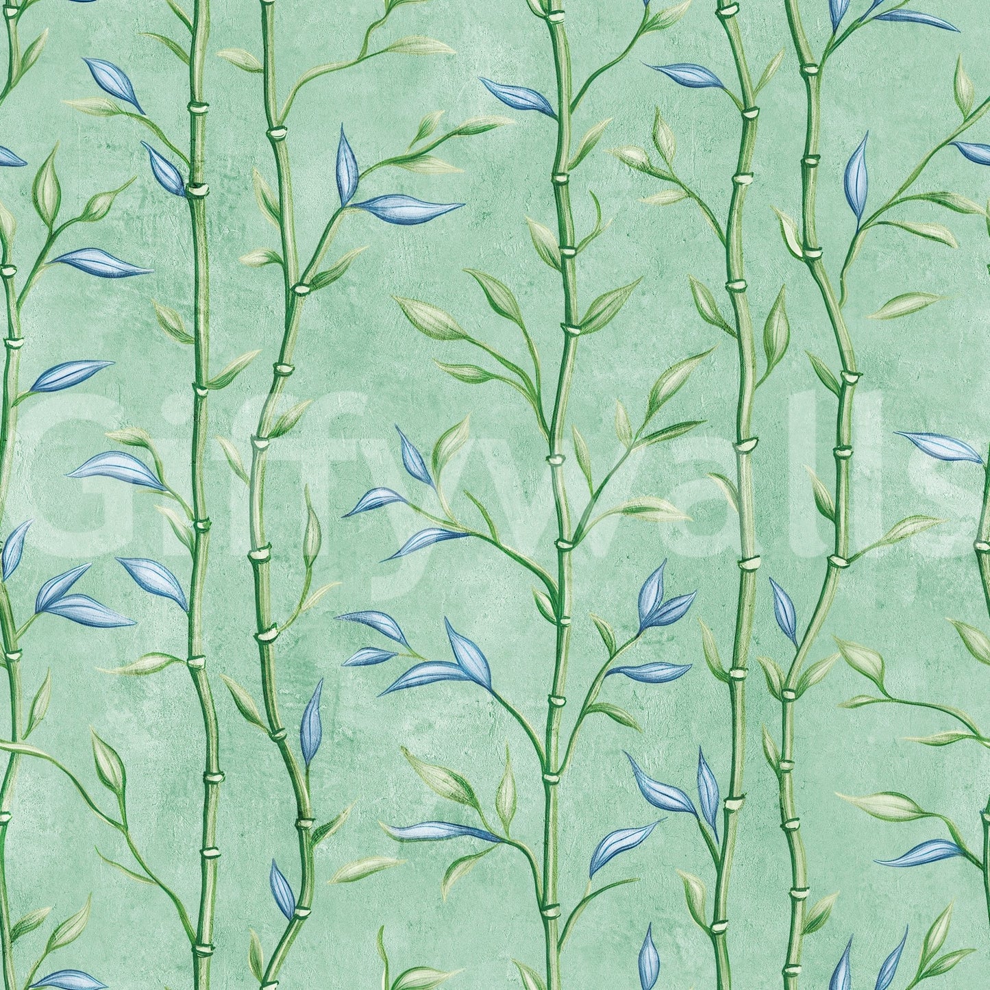 Fresh botanical wallpaper with slender bamboo and airy leaf detail