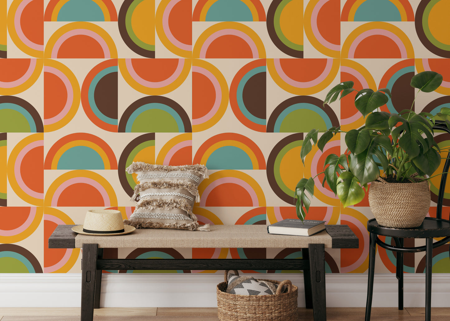 Artistic geometric boho wallpaper for décor