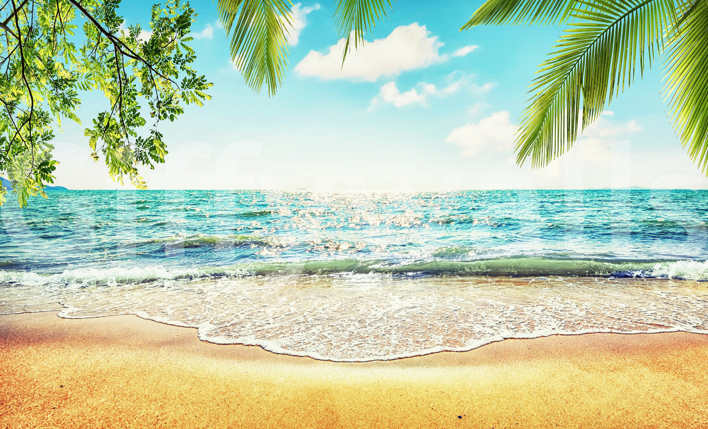 Vivid island retreat Coastal Beach Serenity wallpaper mural
