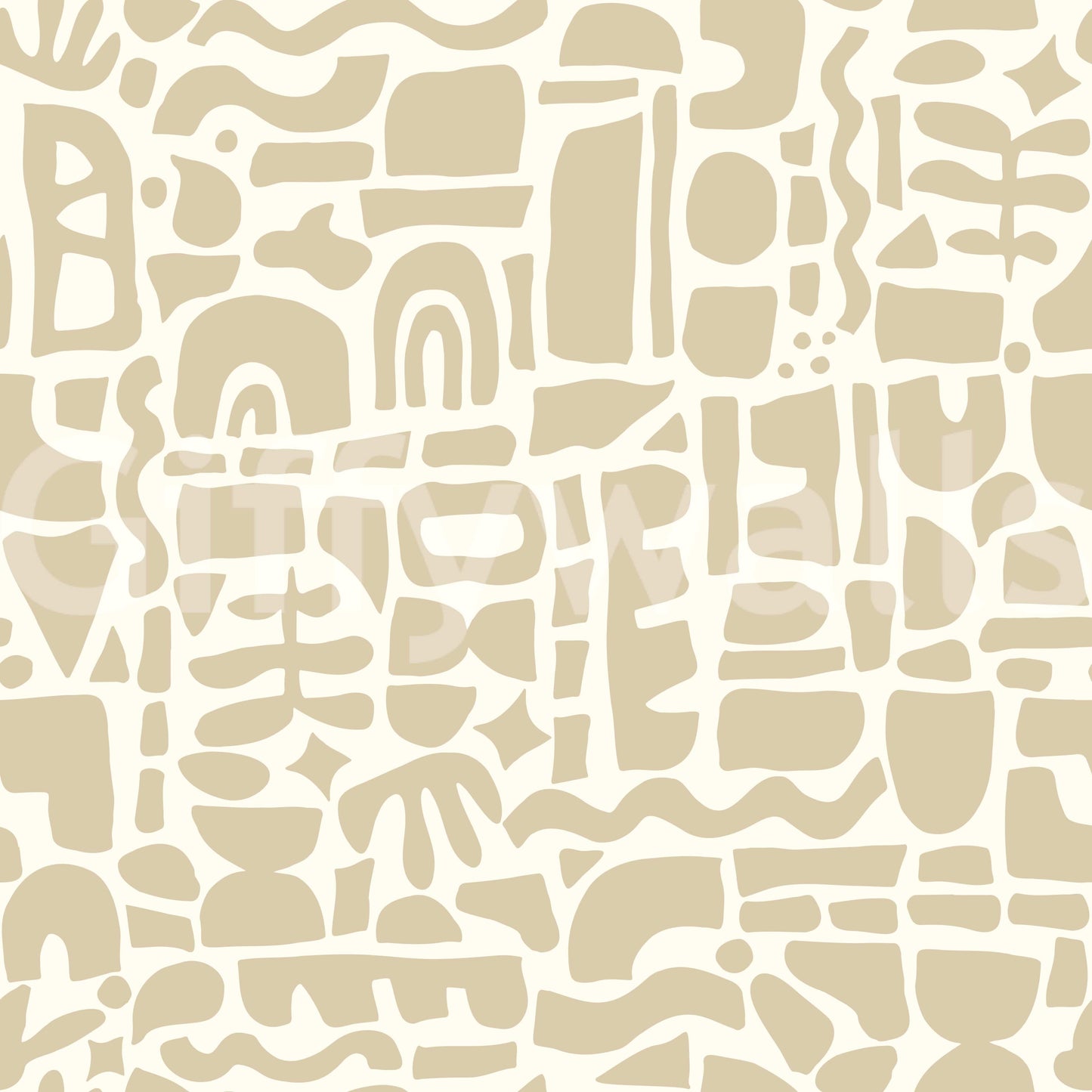 A seamless pattern of colorful shapes on a wall