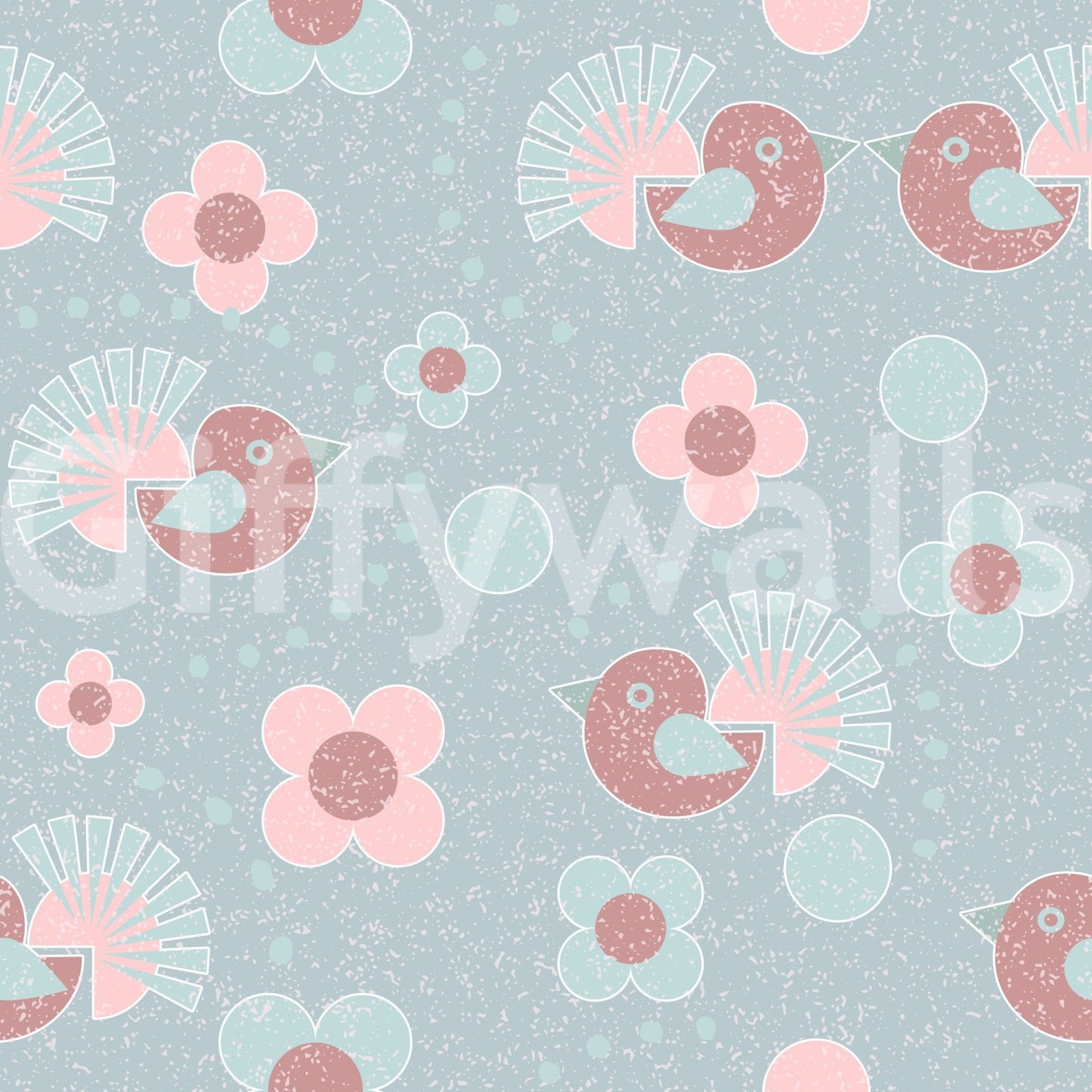 Birdie Blooms: Pastel Pop Wallpaper