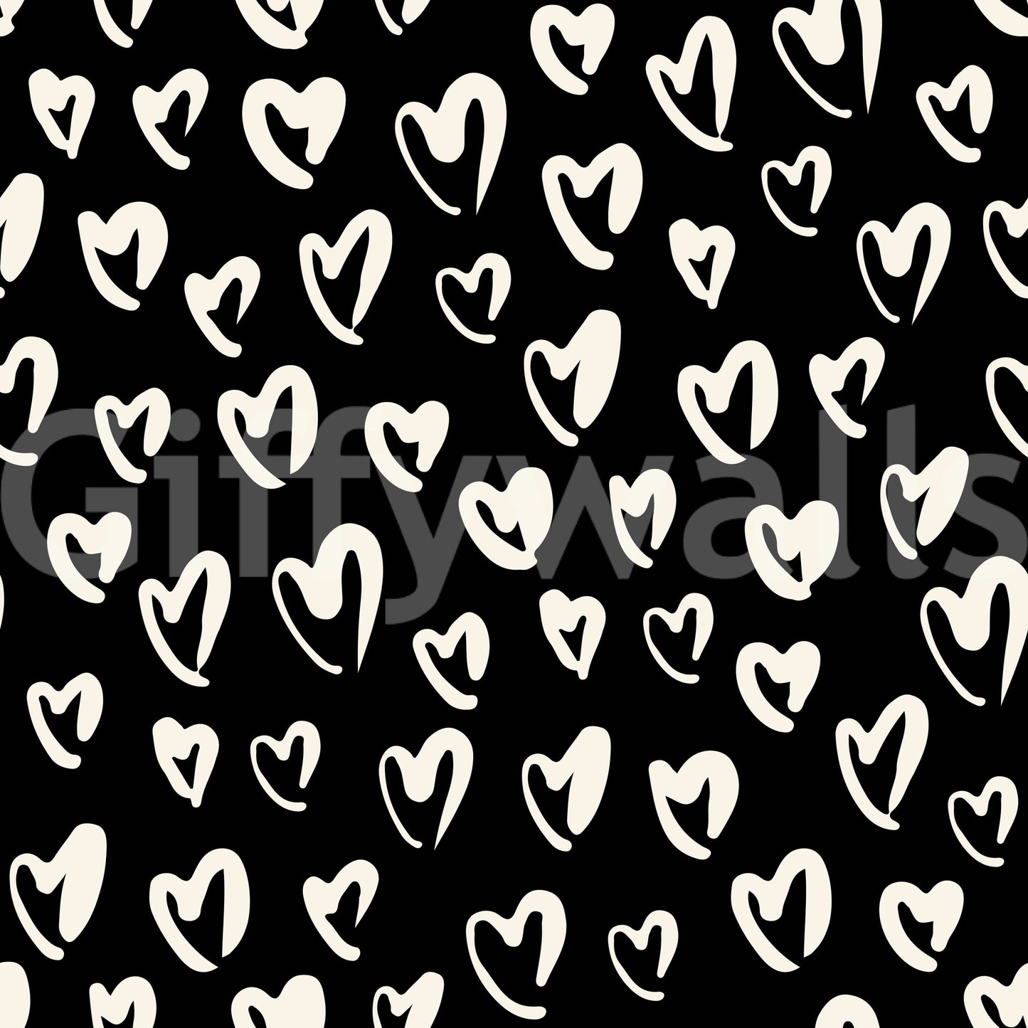 Bold black backdrop with tiny white heart wallpaper