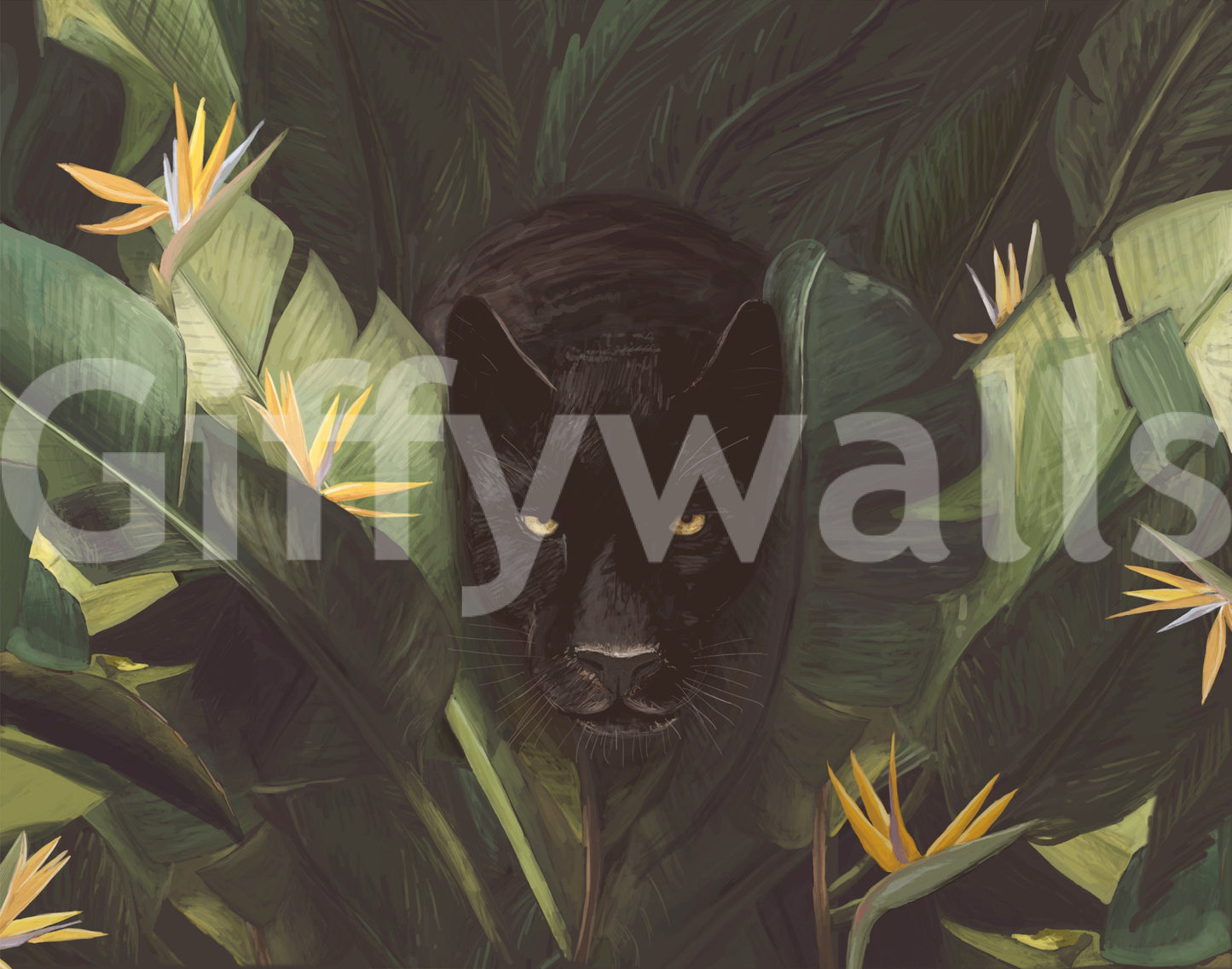 Jungle Noir: Hidden Gaze Wall Mural -2489655