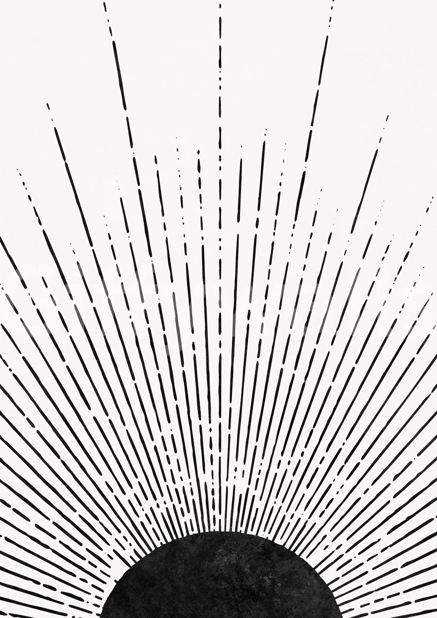 Black and white sun rays mural for a sleek, modern aesthetic.