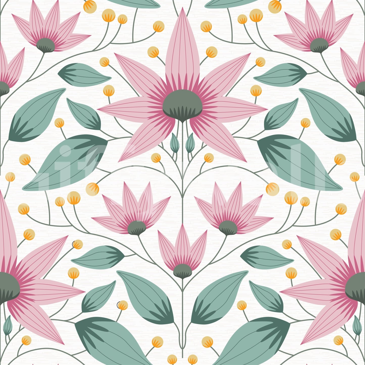 Blossom Symmetry pink Wallpaper