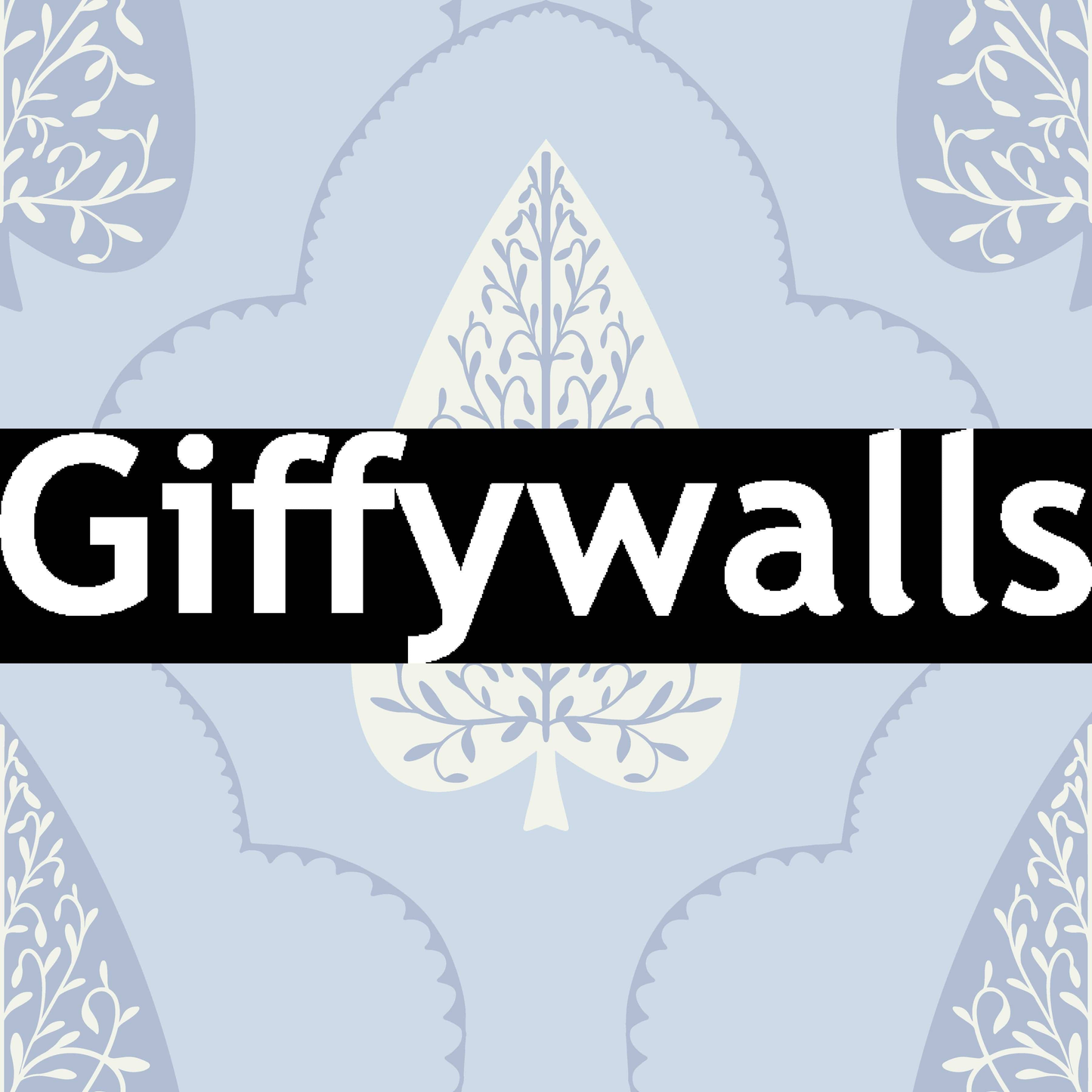 Timeless blue leaf print wallpaper, refined home interior detail, Arbor Branch Harmony.