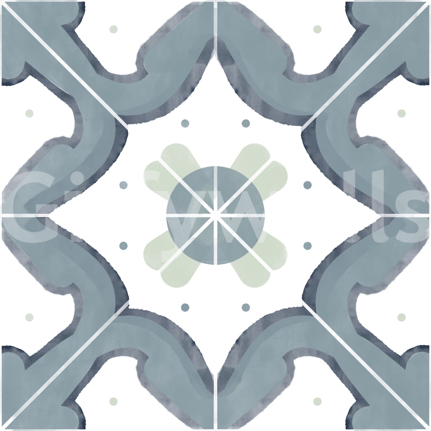 Wallpaper with a pattern of classic squares