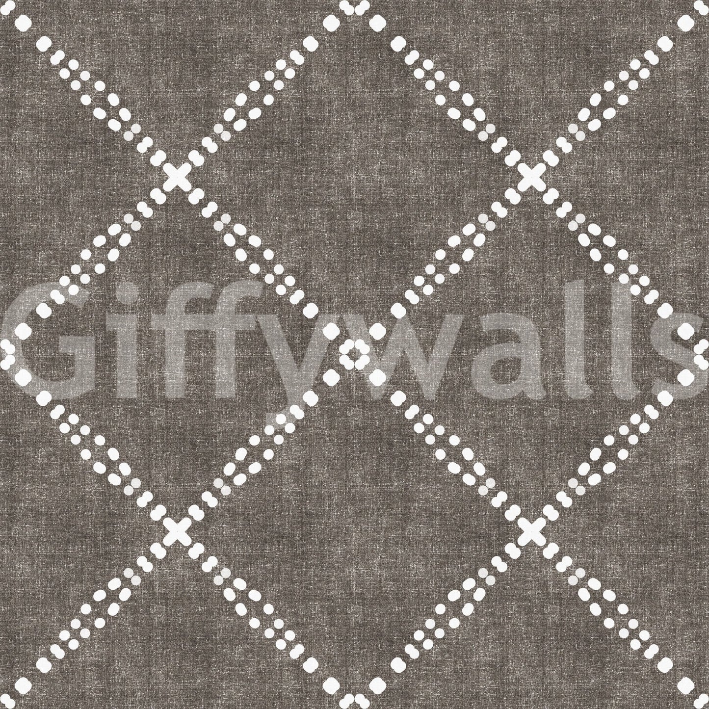 Boho Dotted Trellis Grunge Dark Bark Wallpaper