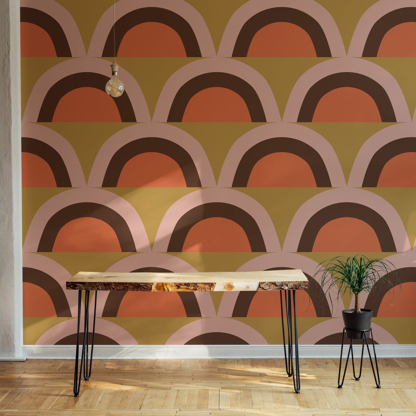 Retro-style apricity boho wallpaper for walls