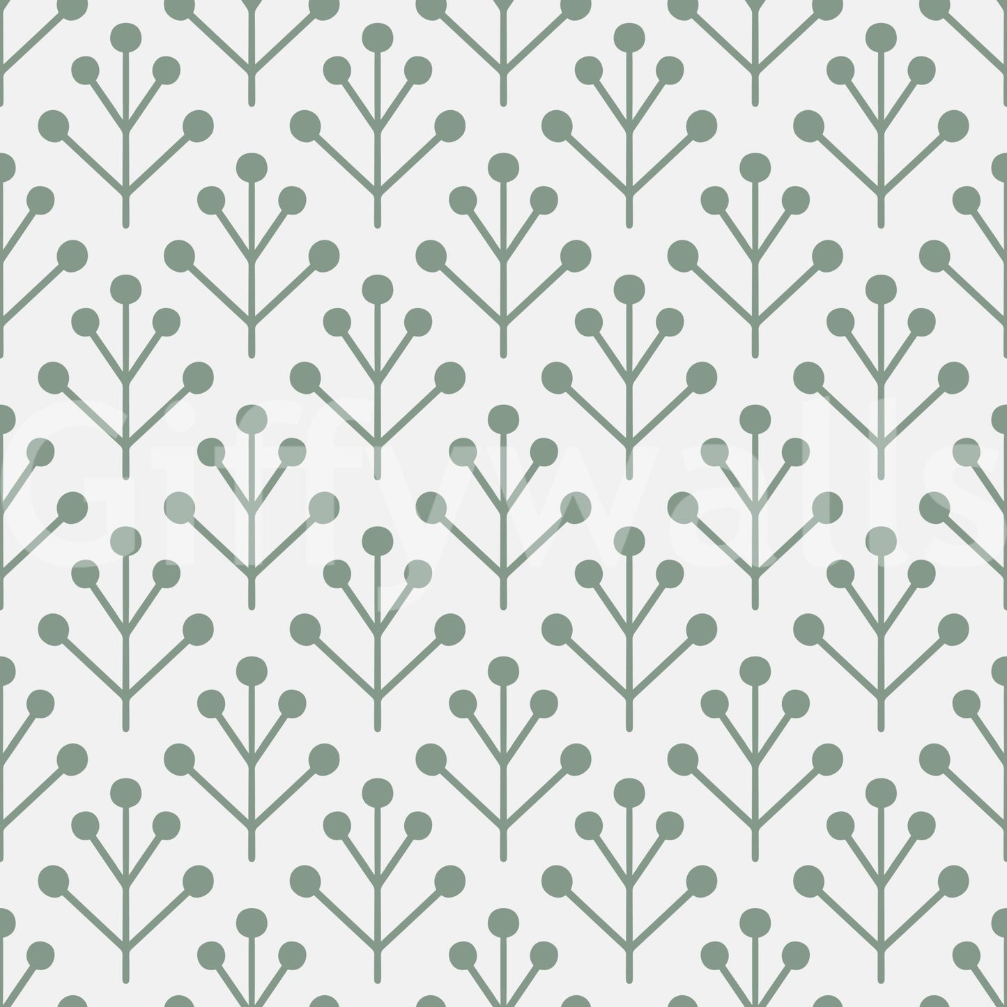 Neutral wall mural with botanical shapes