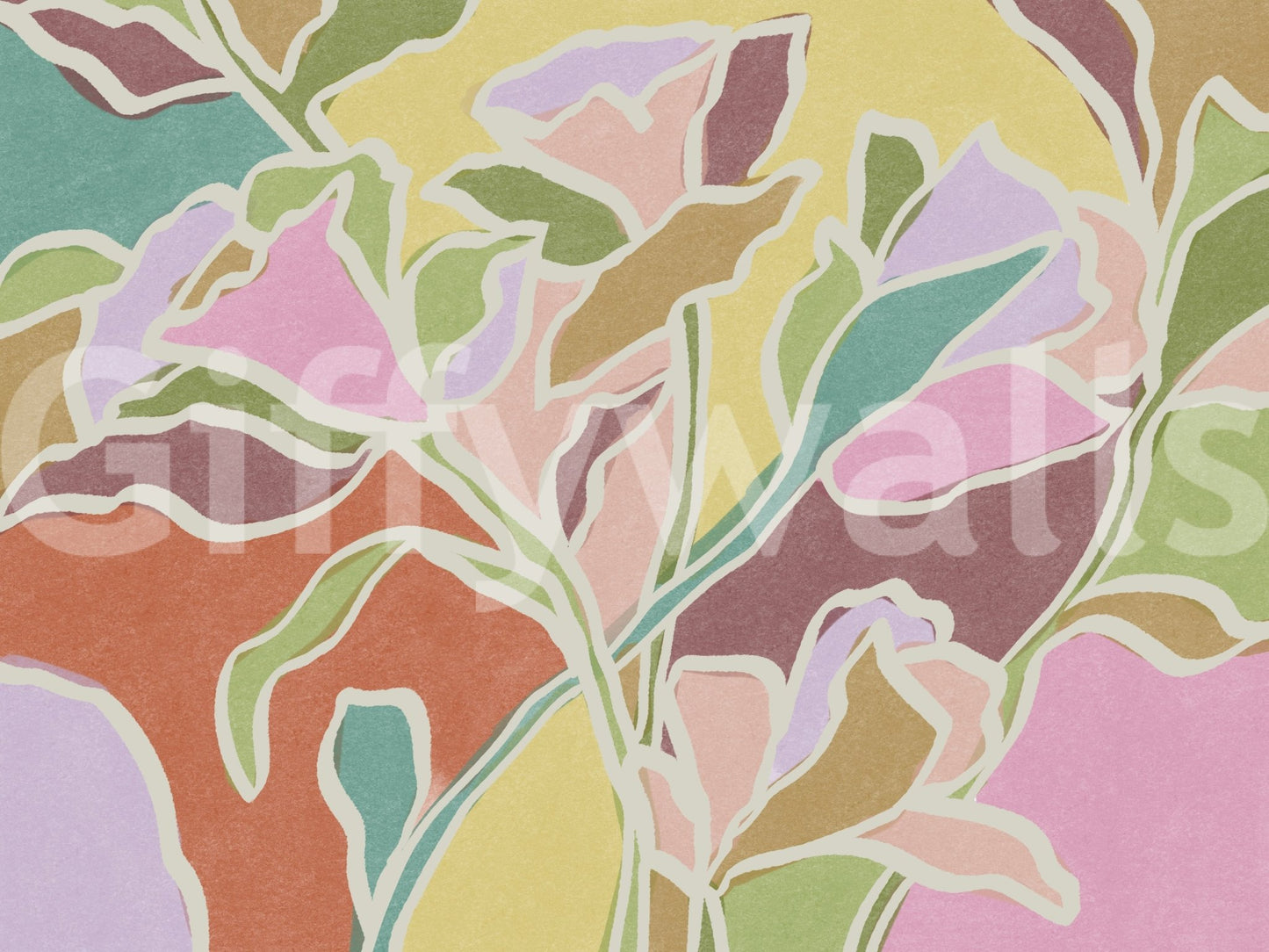 The wallpaper has a smooth, non-reflective matte finish.