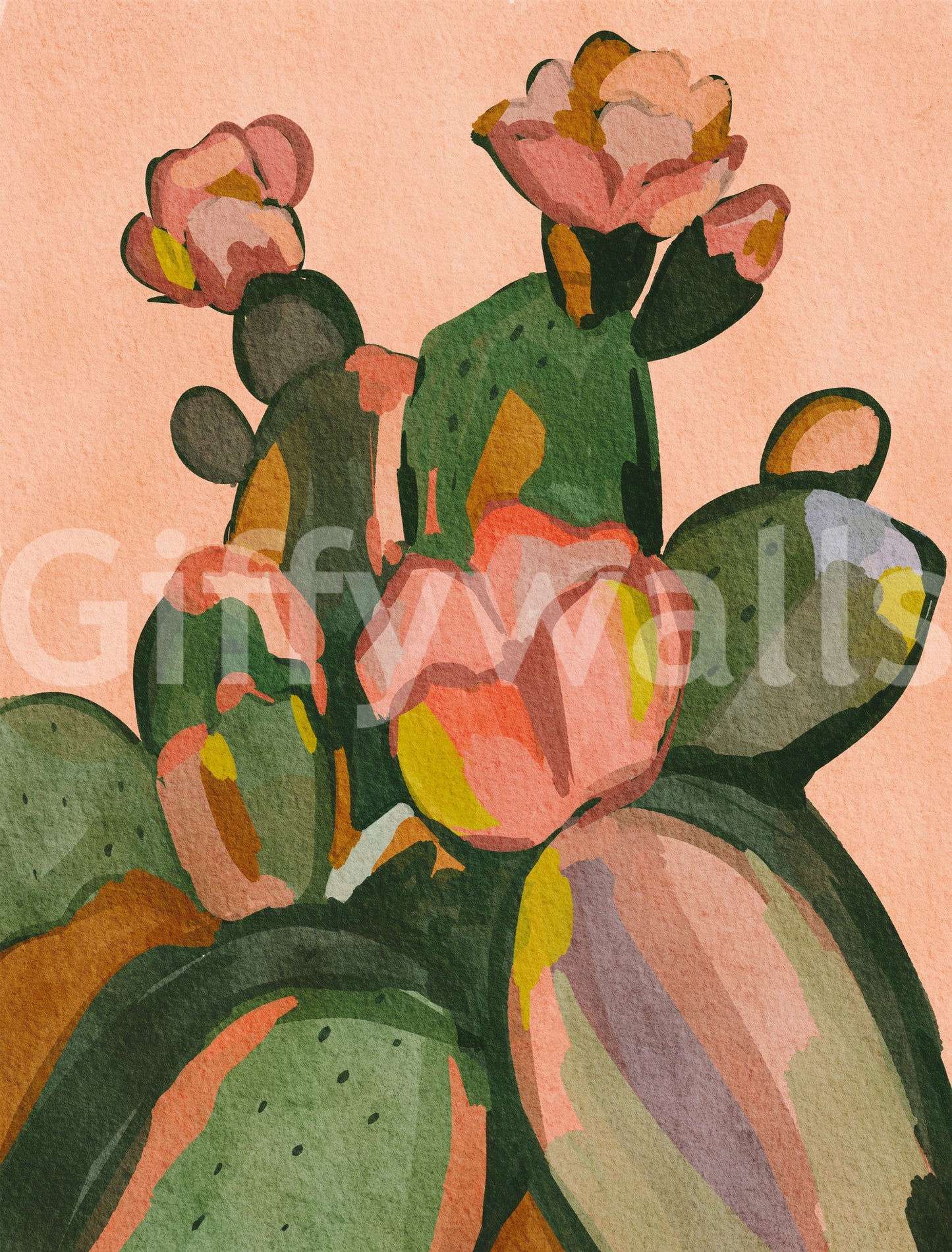 Artistic cactus wallpaper