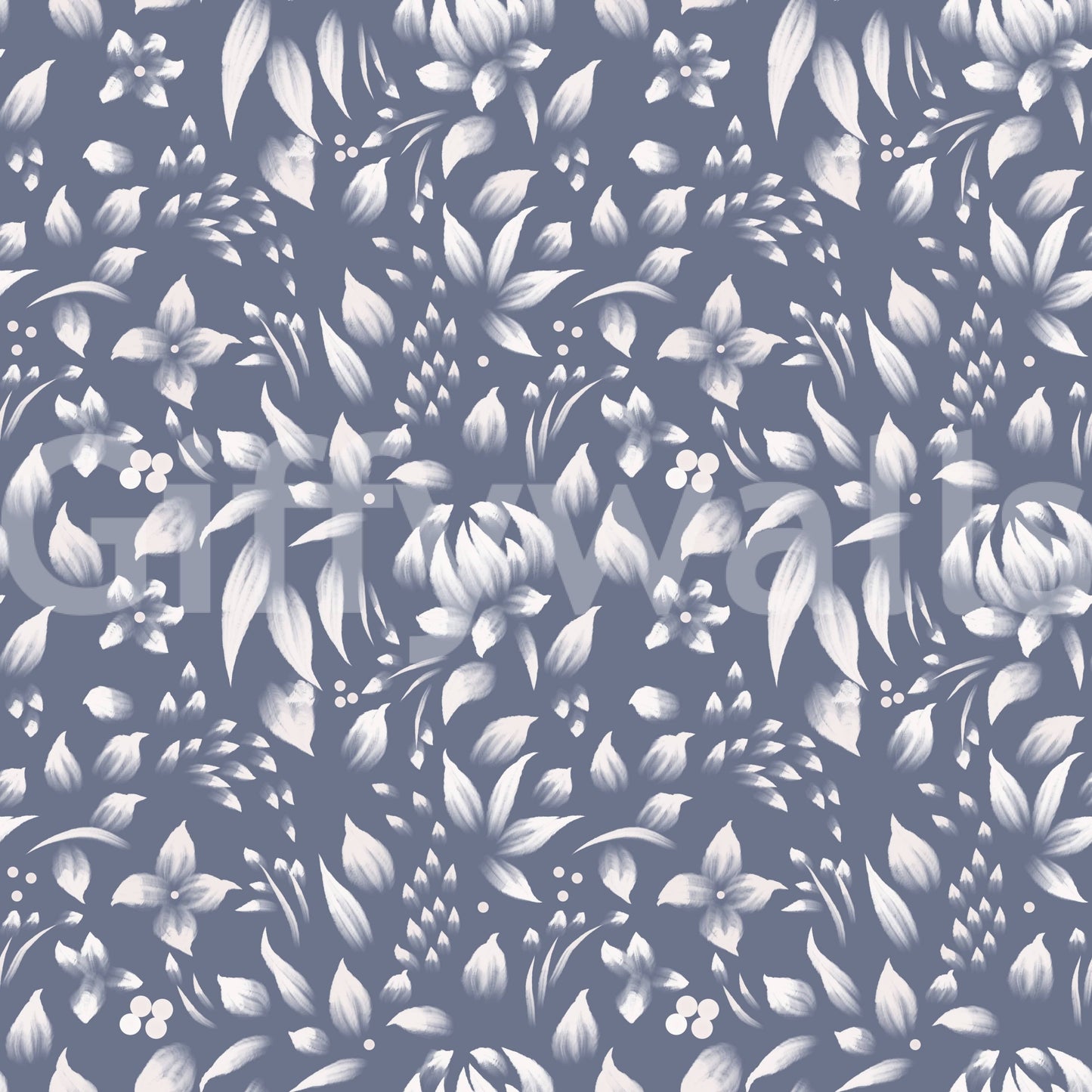 Elegant monochrome leaf print wallpaper with detailed botanical shapes.