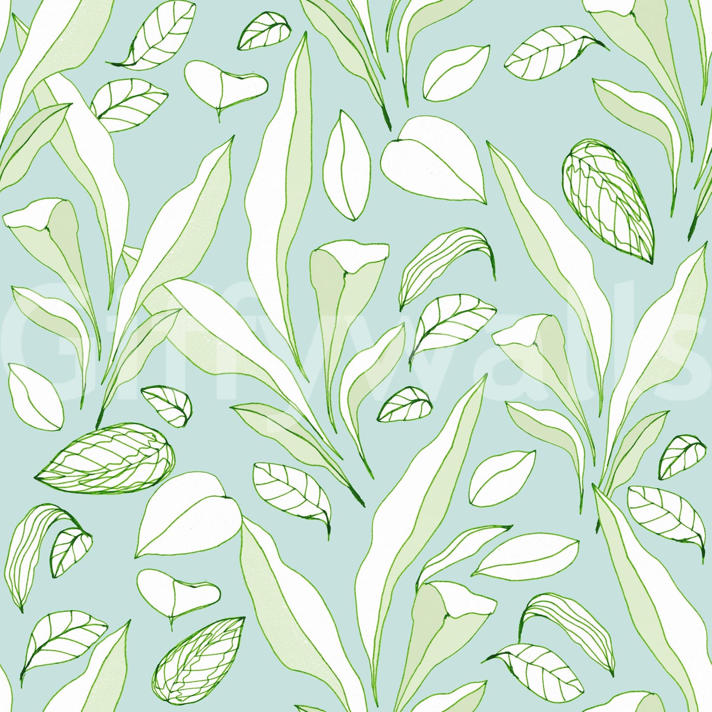 This is the Hand Drawn Tropical Leaves botanical wallpaper.