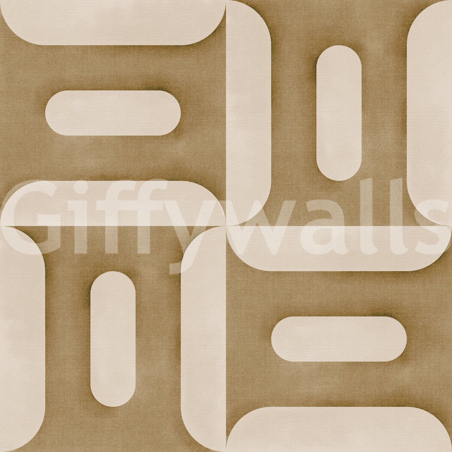 Carta da parati moderna con geometrie strutturate color cammello